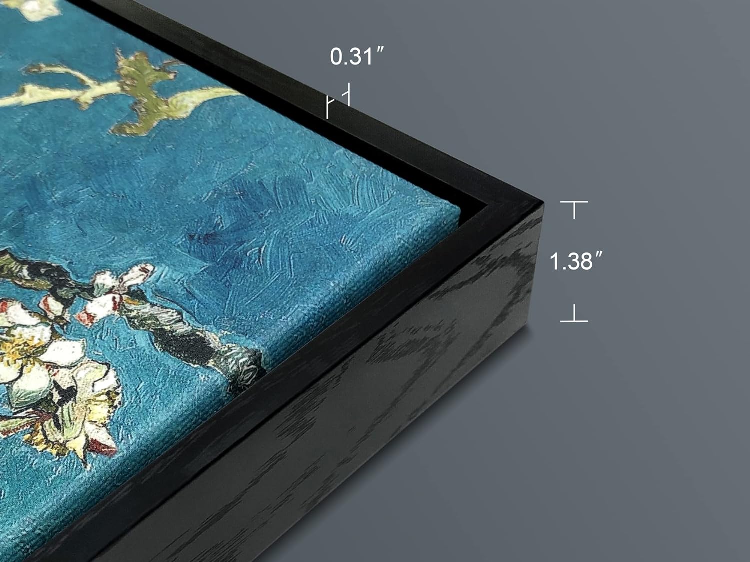 Wieco Art Framed Wall Art Almond Blossom Floral Canvas Prints of Van Gogh Famous Oil Paintings Reproduction Flowers Pictures on Canvas Wall Art for Bedroom Home Decorations Black