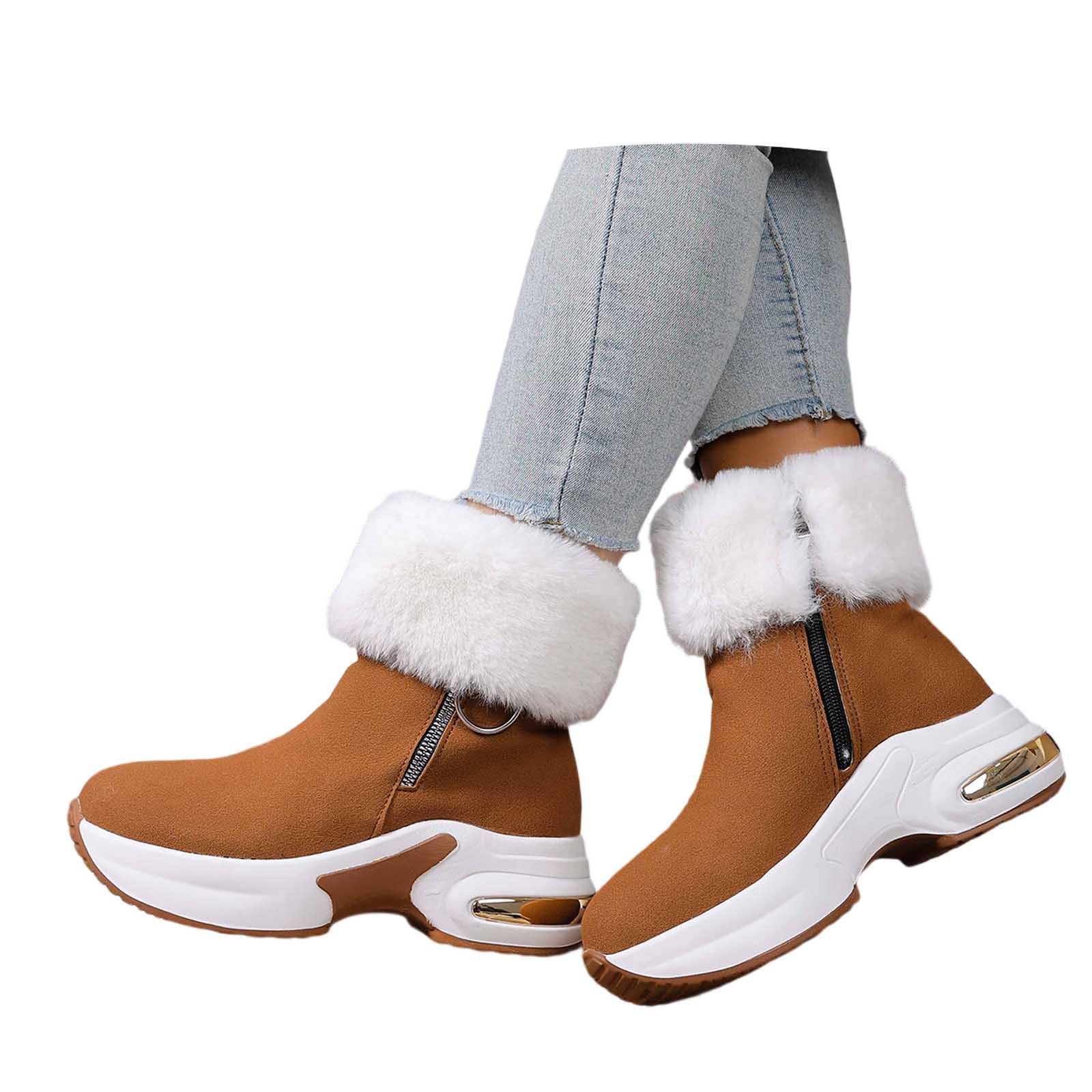 Generico Stivali Da Neve Donna Impermeabili Antivento Doposci Termiche Dopo Sci Calde Scarpe Da Neve Con Fodera Stivaletti Imbottiti Scarponi Per All'Acqua Trekkin Antiscivolo Snow Boots