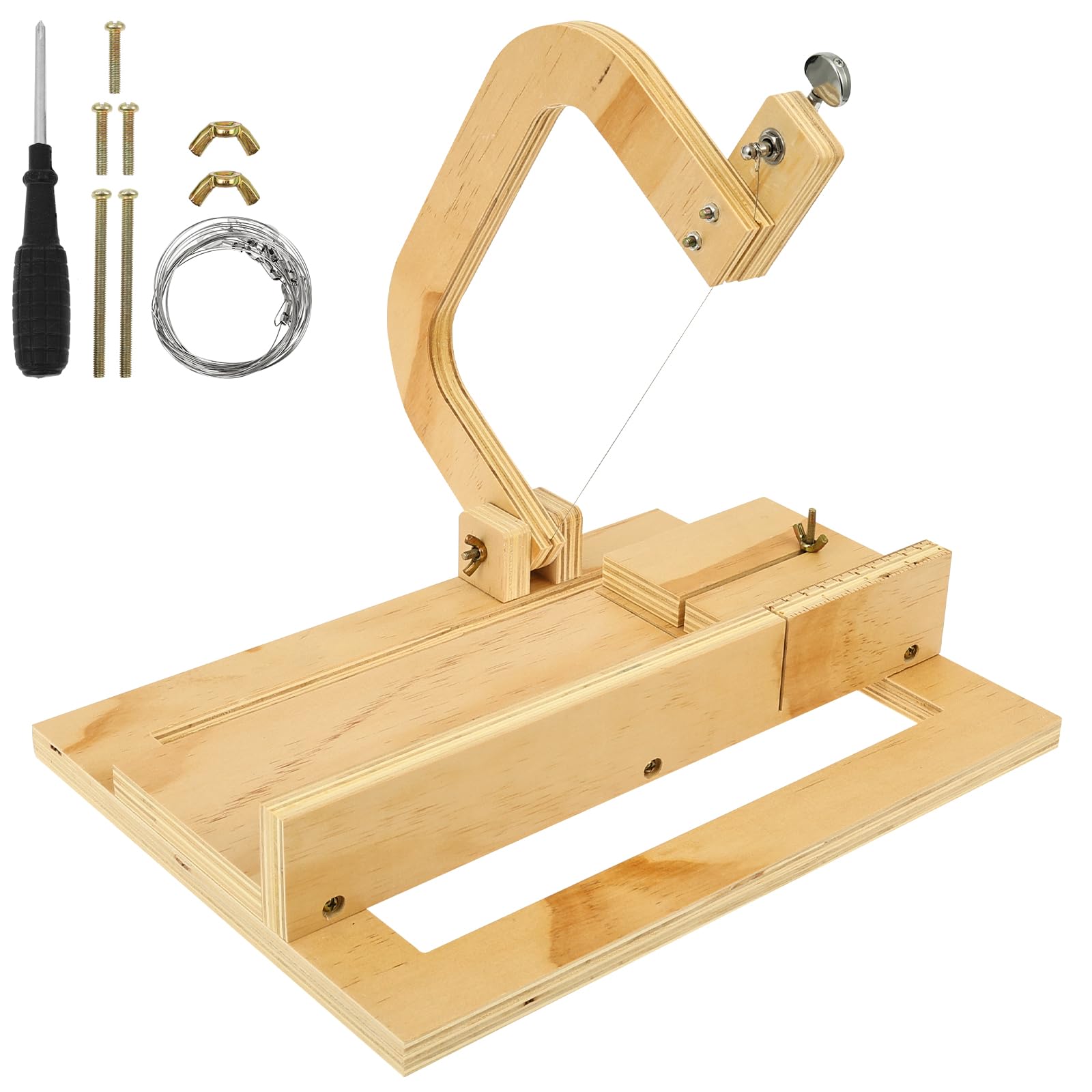 Wooden Soap Cutter Professional Soap Cutter Slicer with Adjustable Cutting Wire and Scale for Cheese Butter Cake Bread DIY Making Cutting Tool