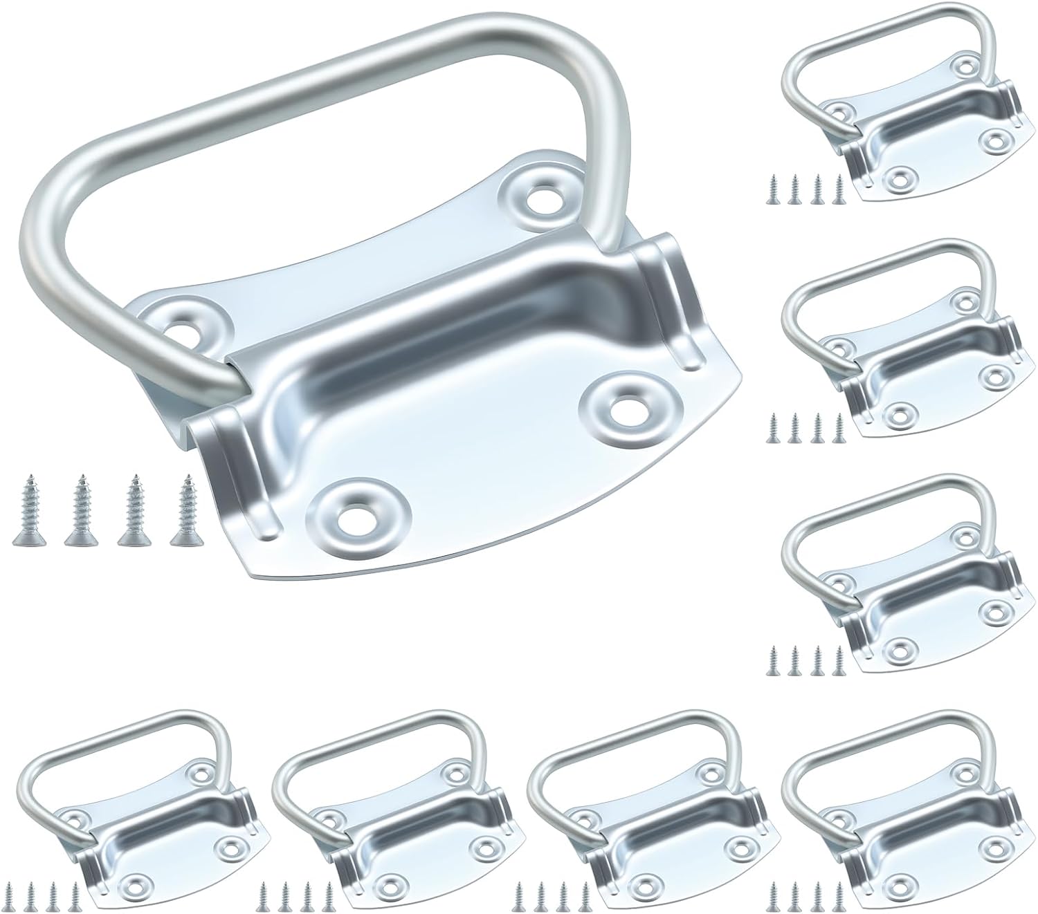 HOME MASTER HARDWARE 3-1/2 inch Pull Ring Handle Toolbox Lifting Door Case Chest Pull Handles Zinc Plated 8 Pack