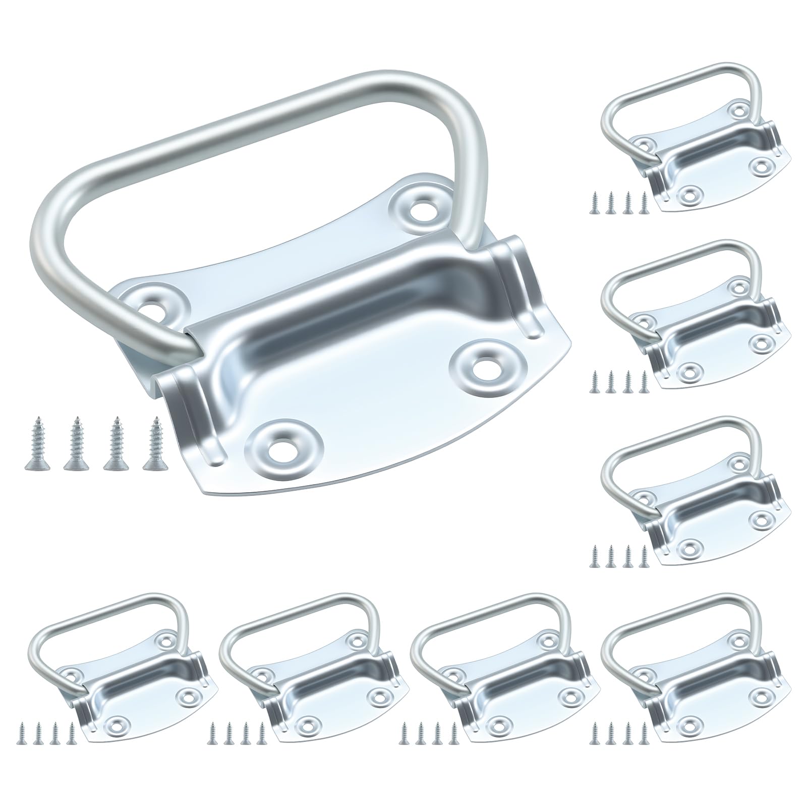 HOME MASTER HARDWARE 3-1/2 inch Pull Ring Handle Toolbox Lifting Door Case Chest Pull Handles Zinc Plated 8 Pack