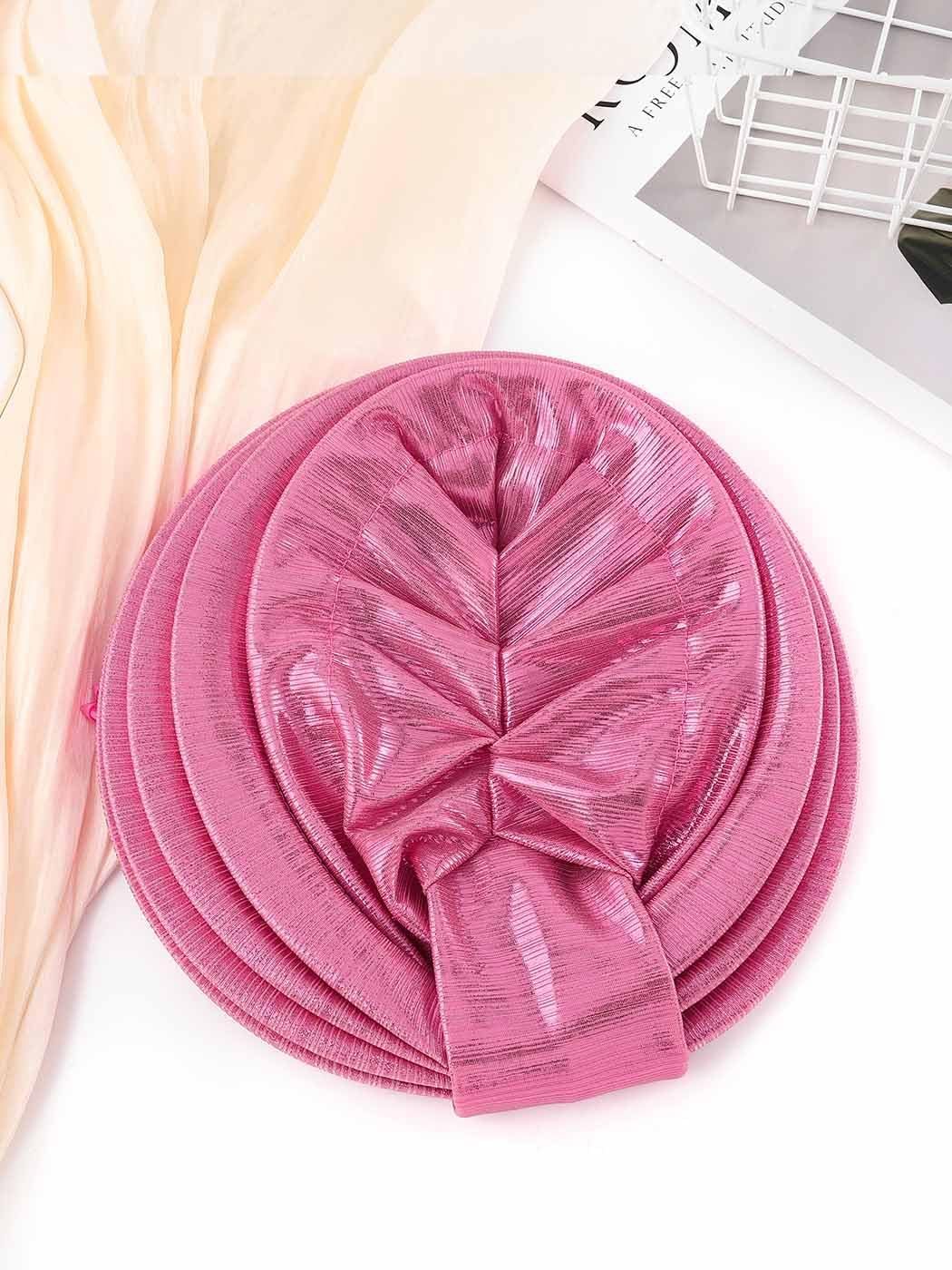 Woeoe Women Auto Gele Headwraps Gold Flower African Turban Pre Tied Beanie Caps Headwear - Image 6