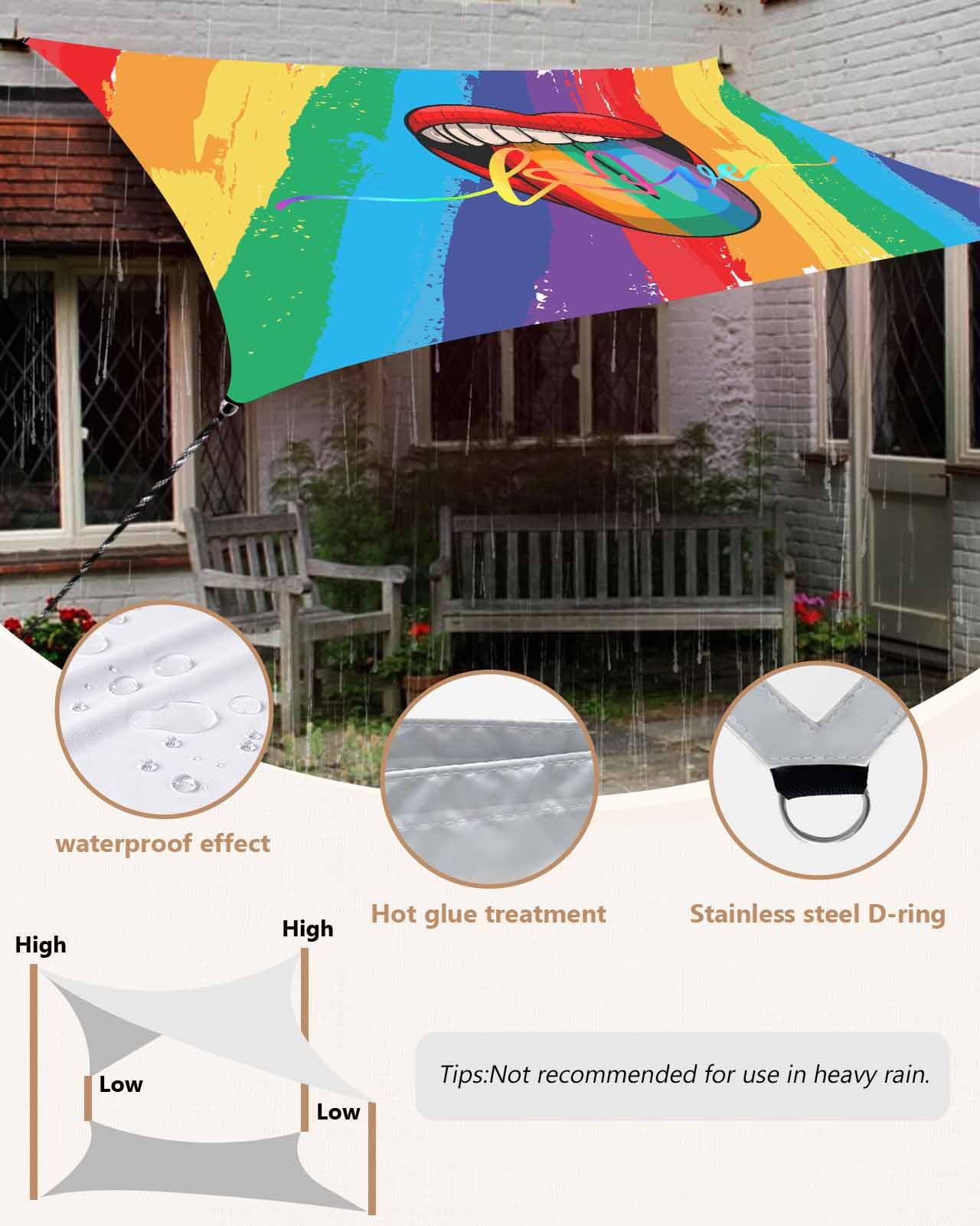 Sun Shade Sails Canopy LGBT Colorful Rainbow Lips Pride Gay Waterproof Rectangle Sail Shade 8'x10' Outdoor UV Block Shade Sail for Patio Deck Backyard Garden Pergola Pools : Patio, Lawn