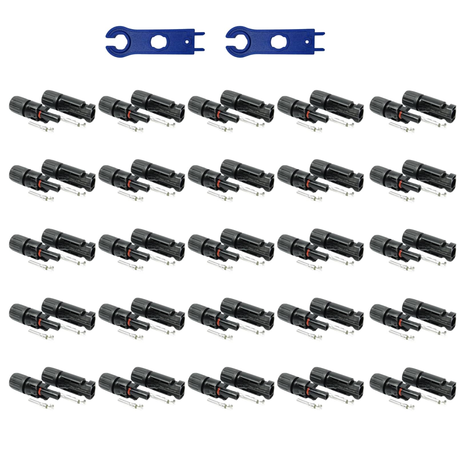 SOLARTRONICS 25 Paar Solarstecker , Männlich/Weiblich Solarpanel Kabelstecker, IP67 Wasserdicht, PV Stecker kompatibel mit MC4, Steckverbinder für 4mm² - 6mm² Solarkabel mit Solar-Spannschlüssel