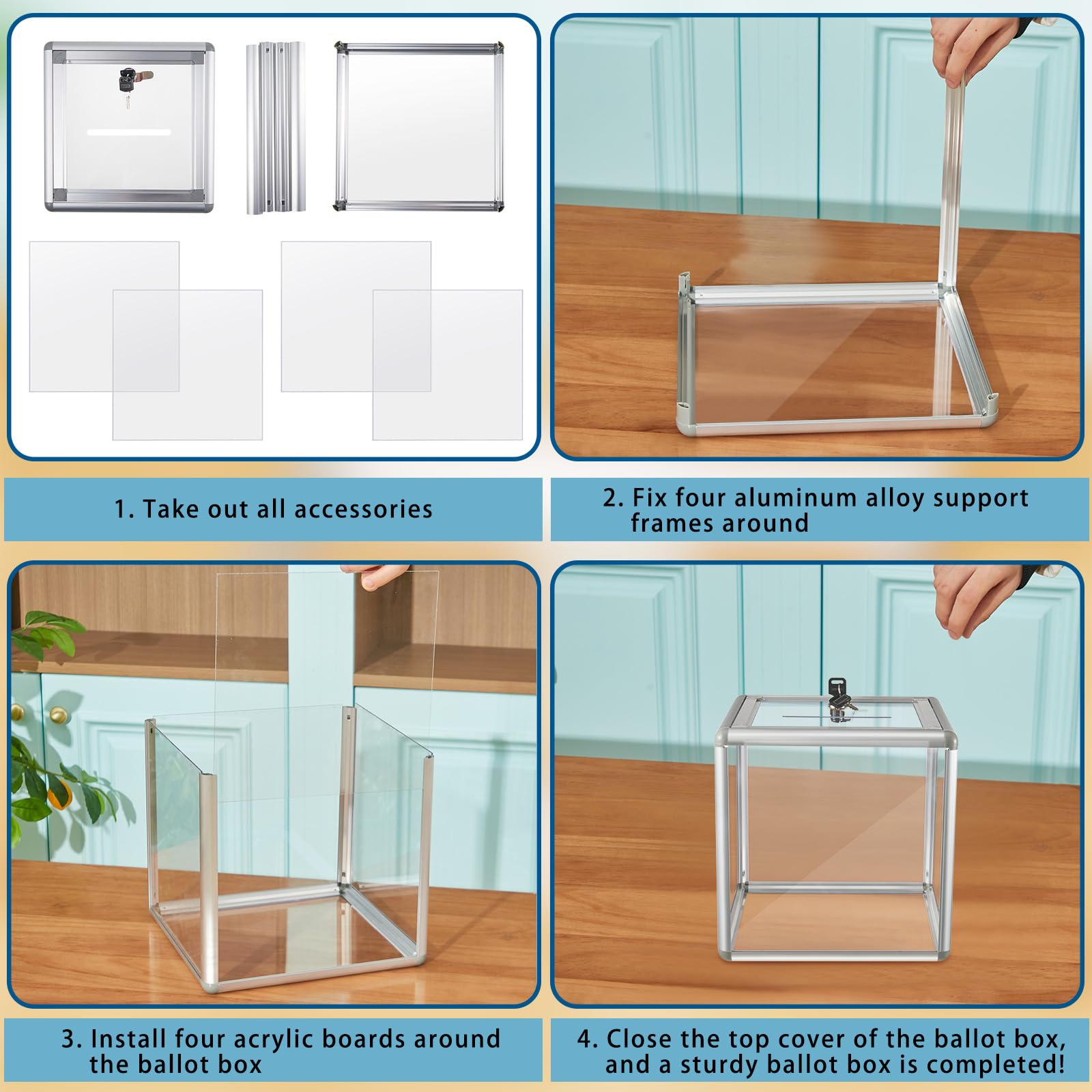Containers For Raffle Drawings Suggestion Box Lineshading Acrylic Donation Raffle Box With Slot & Lock ...