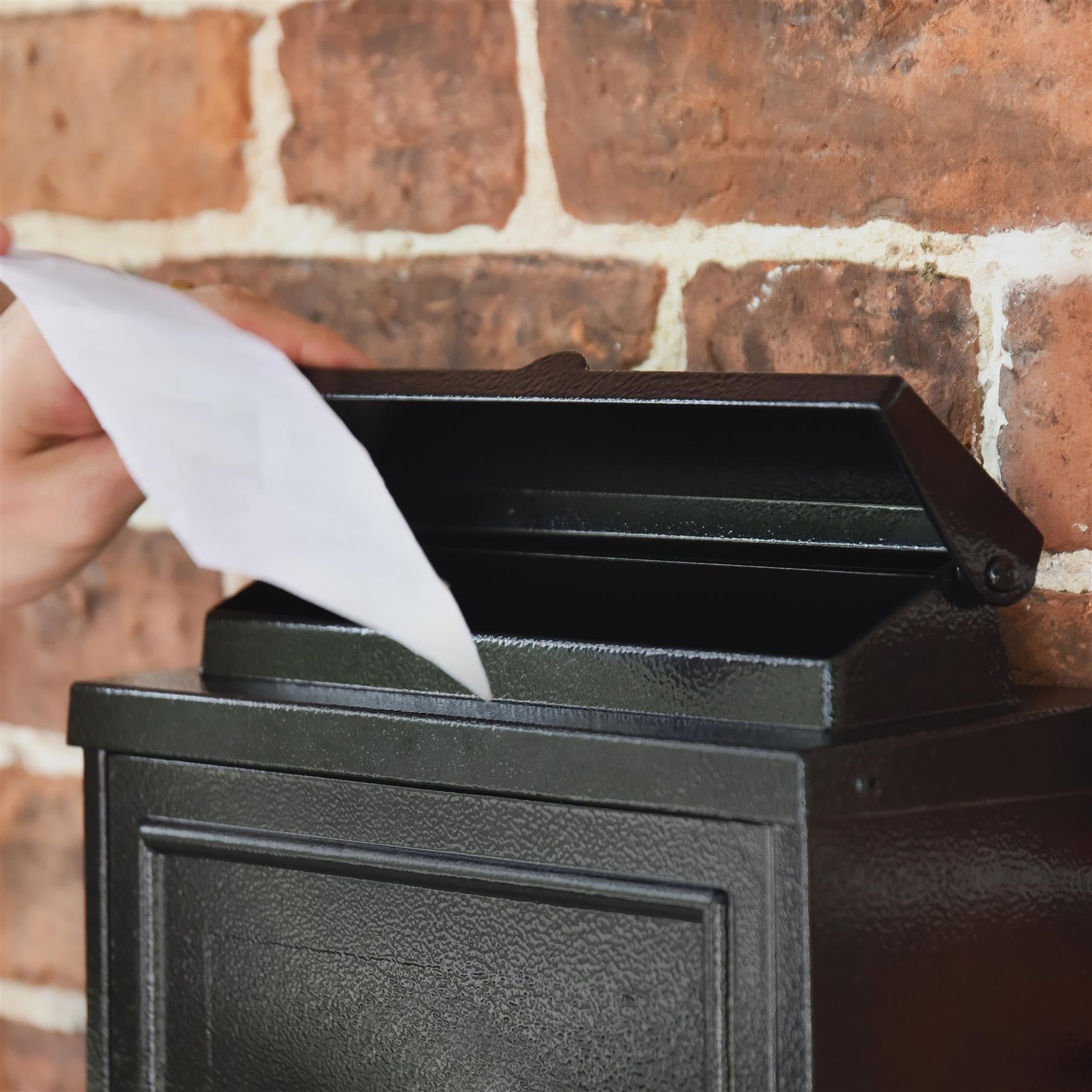 Black "Oxford" Wall Mounted Post Box with Silver Text - Image 3
