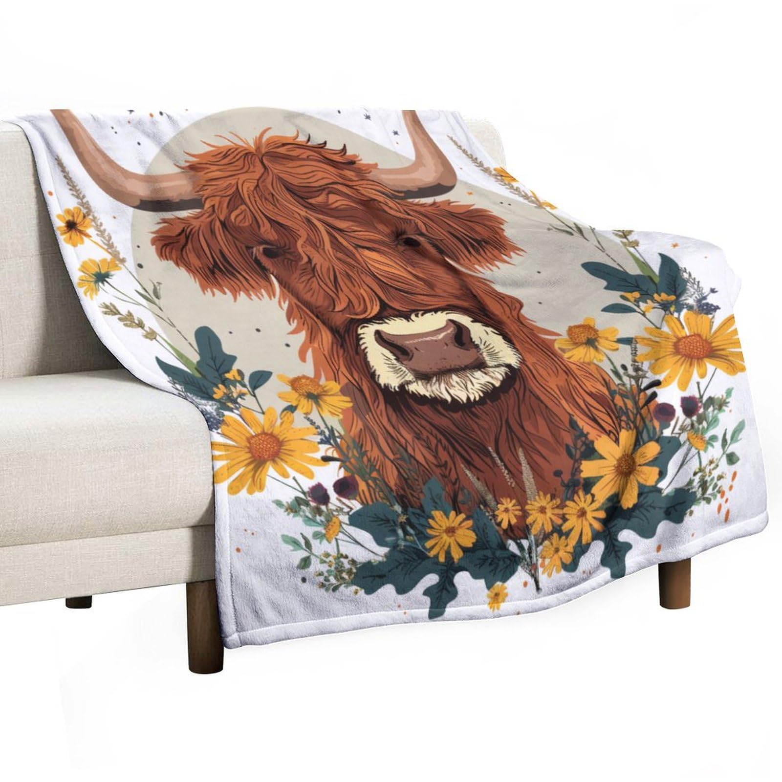 Ecwecc Girls Style-6 Highland Cow Throw Blanket Soft Blankets And Throws Animal Bull Print For Fluffy Snugly Soft Warm Fuzzy Blanket For Kids Adults Couch Travel Outdoor Graduation Valentine's Day 100X130cm
