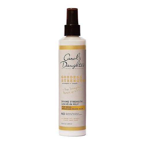 Carol's Daughter Goddess Strength - Acondicionador sin enjuague para cabello rizado, natural, protector de calor hidratante con aceite de ricino, 11