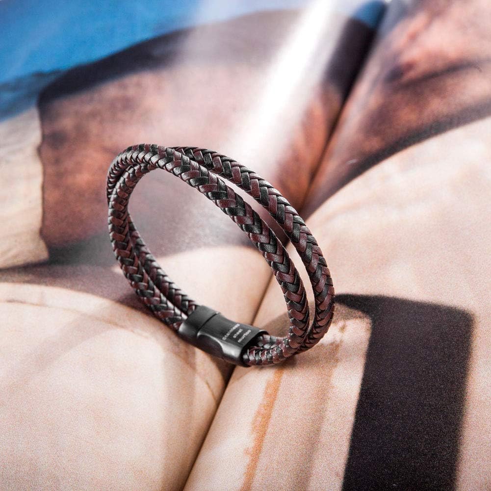 murtoo Mens Bracelet Leather Braided, Brown and Black Leather Bracelet for Men - Image 5