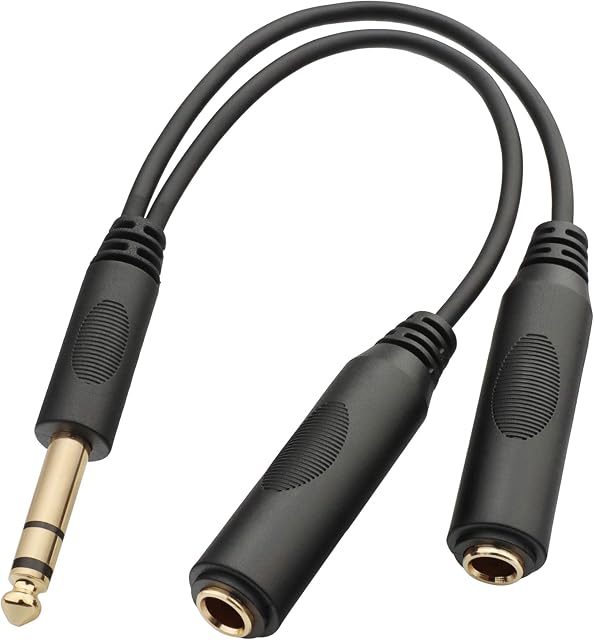 TISINO 6.35mm (1/4 inch) Jack Splitter Cable, 6.35mm TRS Stereo Male to Dual 6.35mm TRS Stereo Female Jack Quarter Inch Splitter Cord - 8 inches /20cm