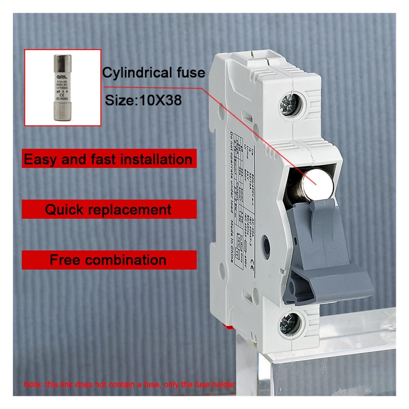 2PCS Sicherungshalter 10x38MM 500V RT18X Sicherungen Basis Box Anzeige Licht Flink Keramik RO15 DIN Schiene Montieren(RT18X-32-2pcs,4A)
