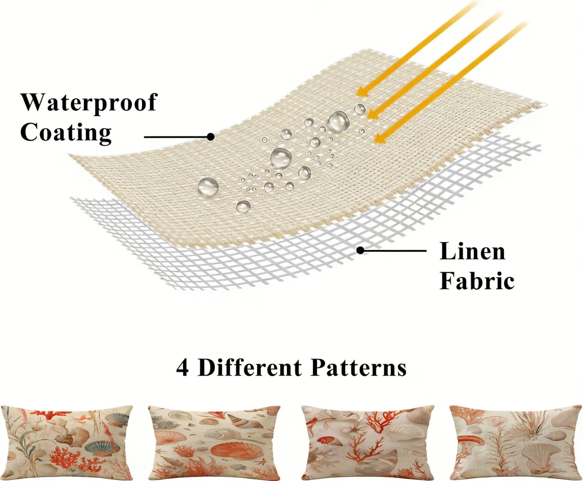 Generisch Outdoor Kissen Wetterfest 30x50cm Beige Dekokissen Kissenbezüge HüLse Kissenhülle Sommer Sofakissen für Wohnzimmer Schlafzimmer Garten Dekorative 4er Set. R-6424