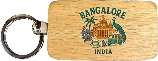 R and R Imports Bangalore India Keepsakes Souvenir 2.5x1-Inch Wooden Keychain