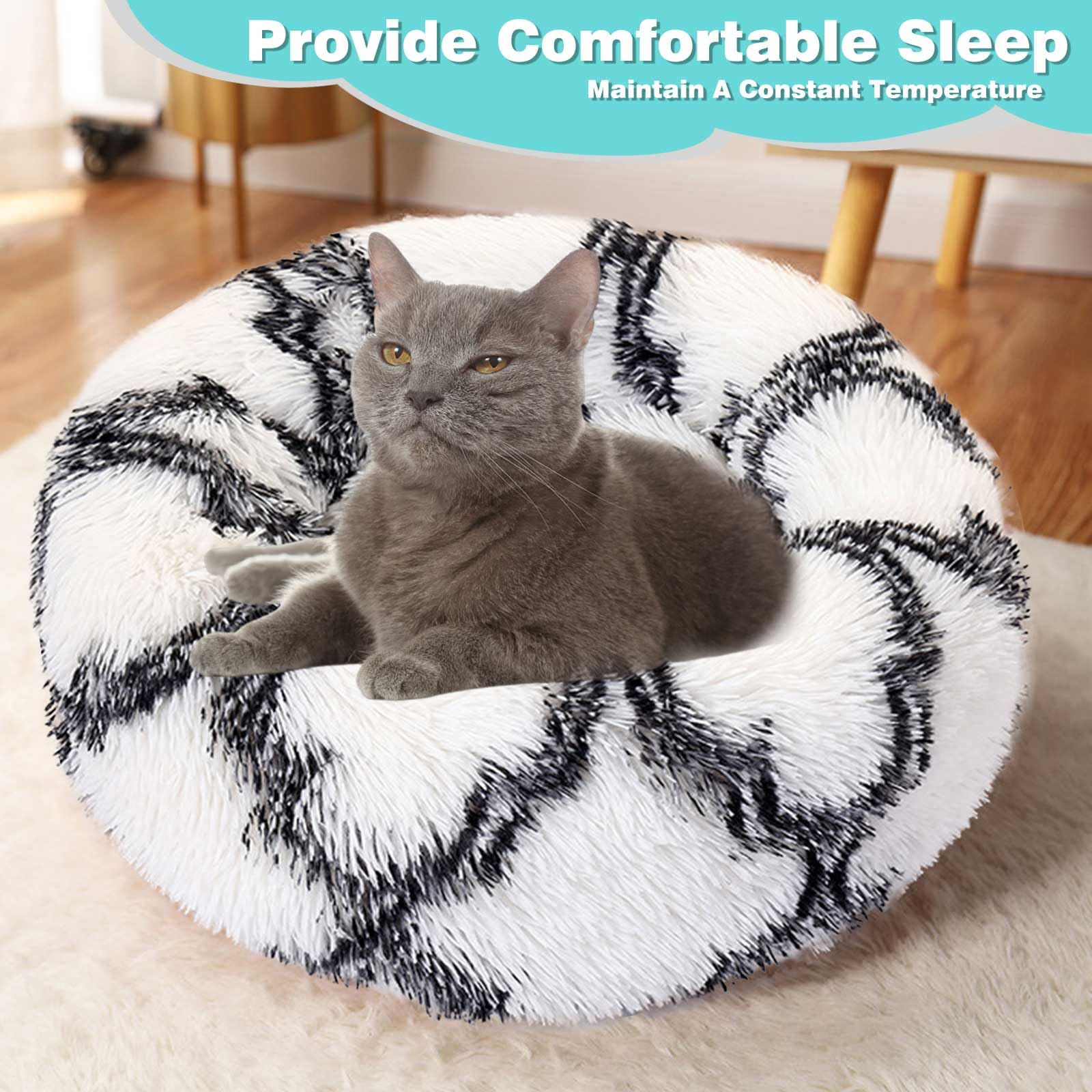 Camas Perros Medianos Cama Redonda De Felpa Para Gatos, Lavable