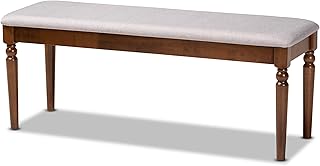 Baxton Studio Giovanni Modern and Contemporary Grey Fabric Upholstered and Walnut Brown Finished Wood Dining Bench