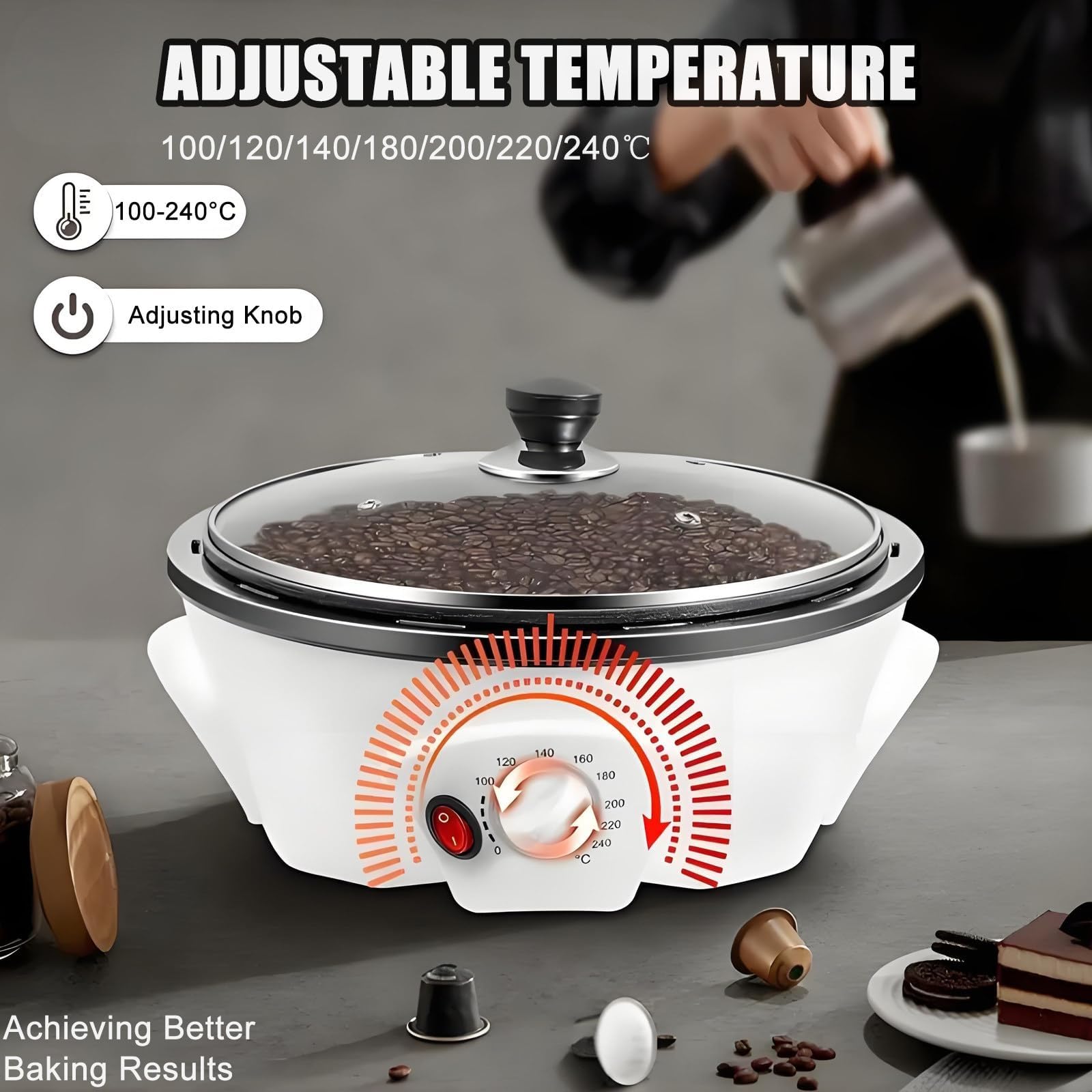 Tostadoras De Café Eléctricas De 1200W Para Uso Doméstico, Tostadora De Café En Grano De 800g, Tostadora-café En Grano, Para Estufa, Encimera Y Uso Comercial