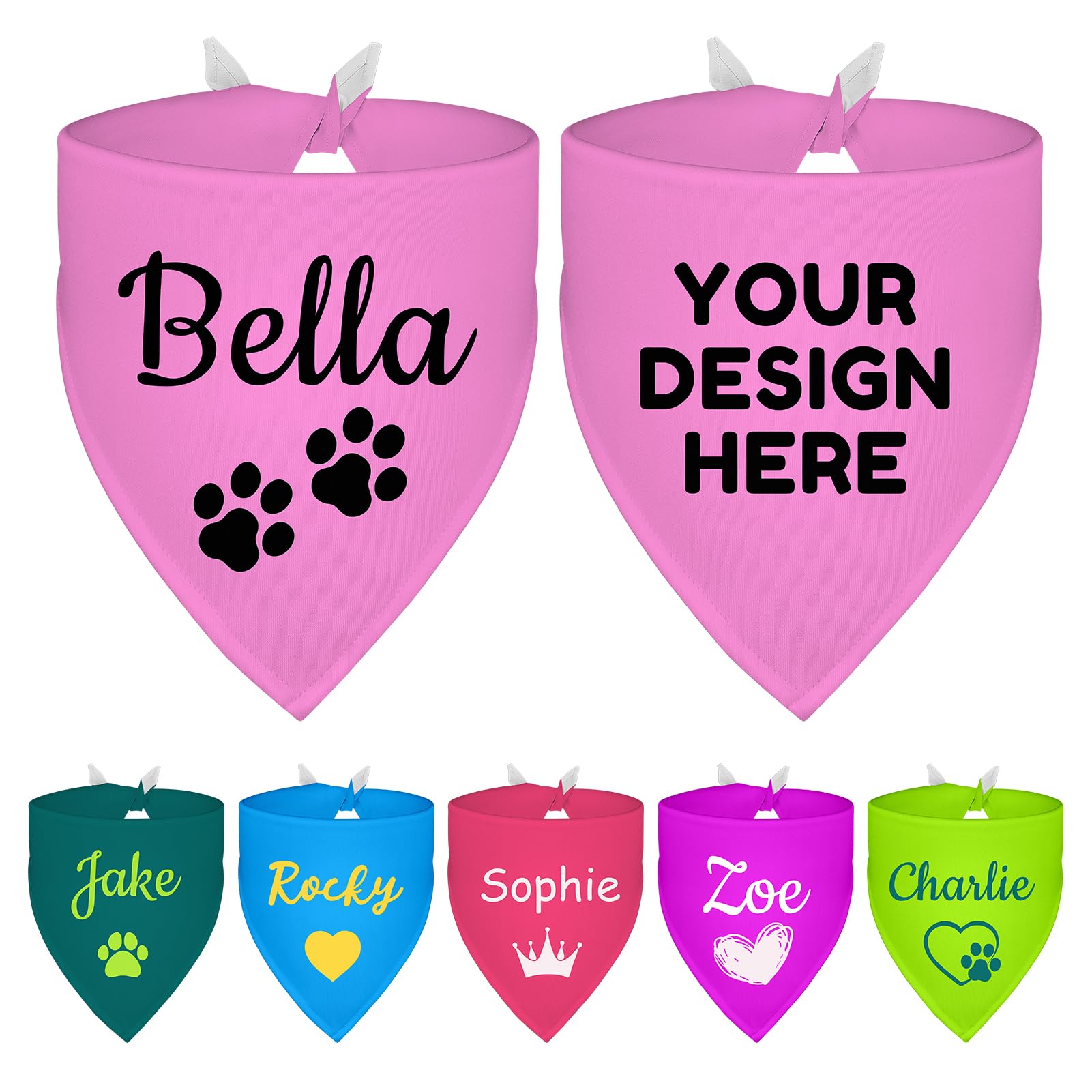 Engagement Gift, Personalized Dog Bandana with Icon Name, Customized Pet Scarf for Small Medium Large Dogs, Wedding Photo Prop, Dog Engagement Announcement, Pet Accessories