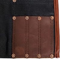 Vista 3 de Luchuan Delantal de herramienta de lona encerada impermeable con cinturón ajustable de cuero genuino (Negro)