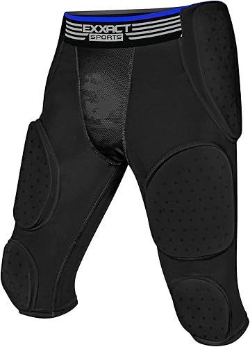 Miniatura 18 de Exxact Sports Battle - Faja de fútbol con 7 almohadillas para hombres y niños con bolsillo para tazas, pantalones cortos de compresión acolchados