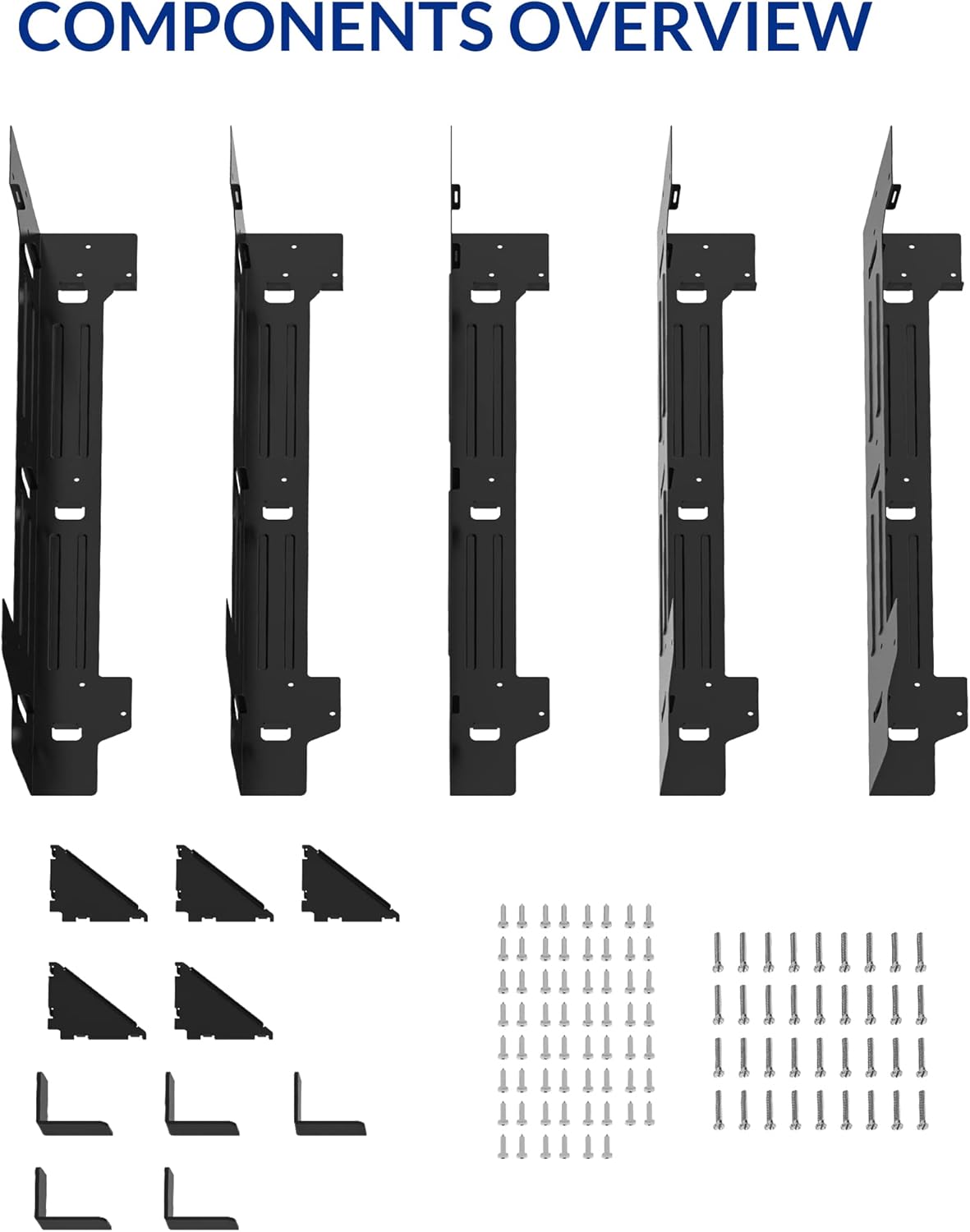 FLEXIMOUNTS Universal Steel Workbench Kit 5 Legs L Shaped Heavy Duty Work Bench for Garage Storage Shelving Workbenches Frame Black Customizable Work Table Brackets, Lumber Not Included