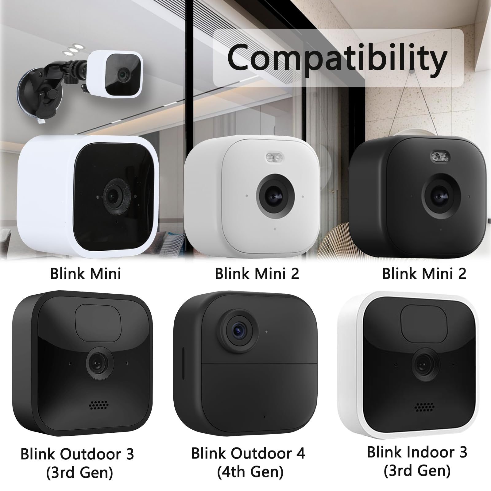 TEKCAM Support Mural Pour Caméra Extérieure Et Intérieure Compatible Avec Blink Outdoor/Indoor, Blink Mini/Mini 2, Blink XT/Xt2 Caméras, Support Magnétique Sans Perçage, Support Réglable à 360