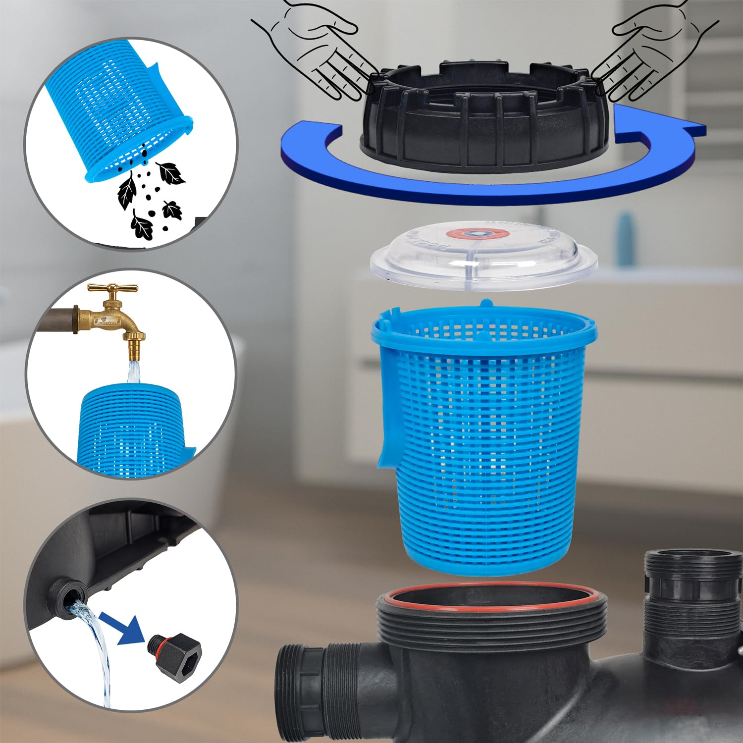 Schwimmbadpumpe Poolpumpe - Filterpumpe Schwimmbad/Swimmingpool, energiesparsam zuverlässig und effektiv, leichte Filterreinigung (POOL-STAR-750W)
