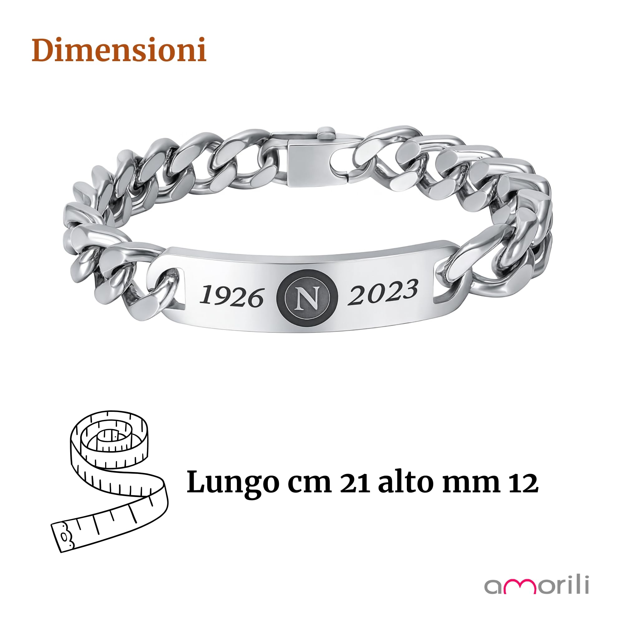 Bracciale Uomo Acciaio Inox | Squadra Calcio Partenopea | Gadget Celebrativo Tifosi Napoli | Idea Regalo brna2023