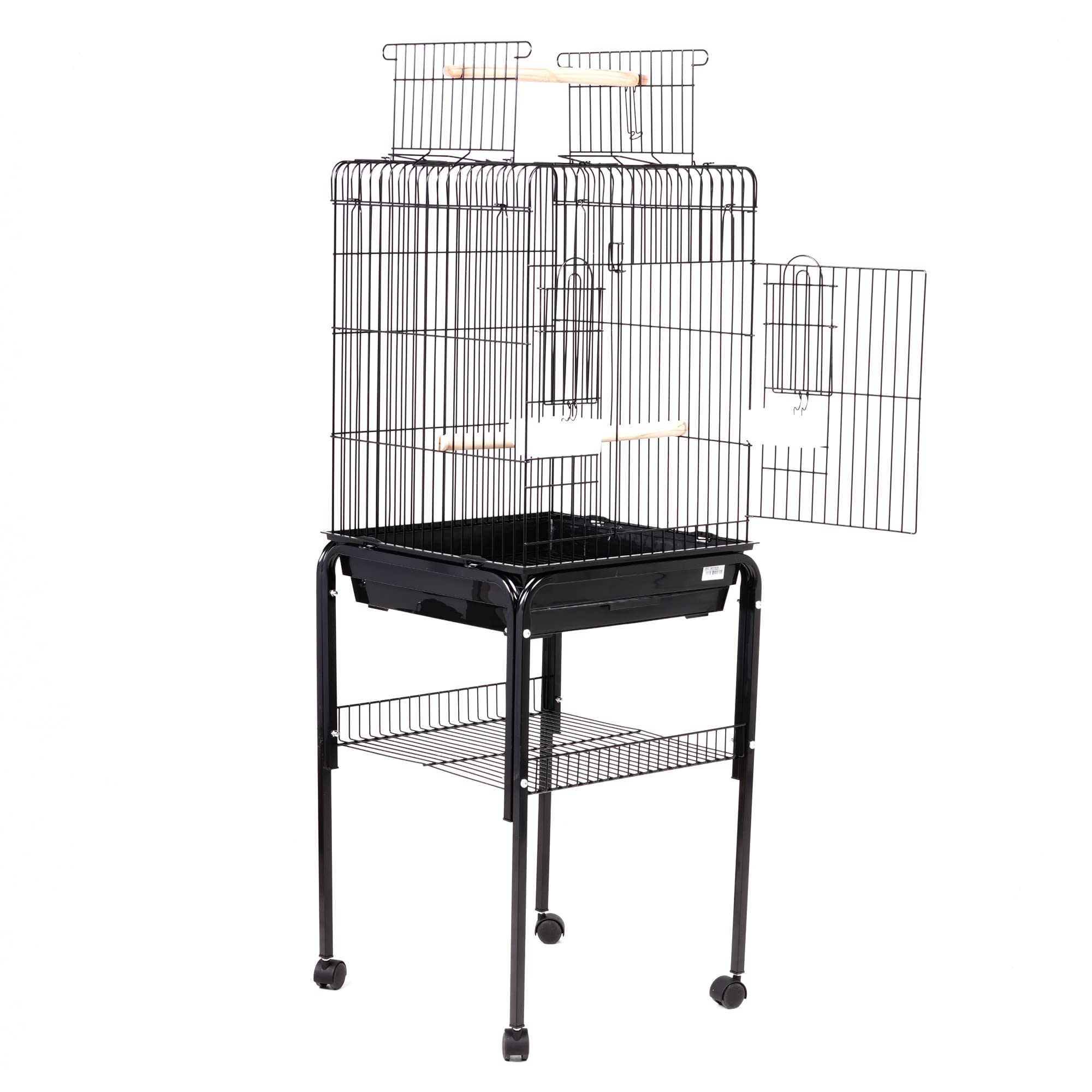Jaula para Pájaros Jaula de Aves Canarios Jaula para Pájaros con Soporte Ruedas Bandeja Extraíble 156.5 * 47.5 * 47.5