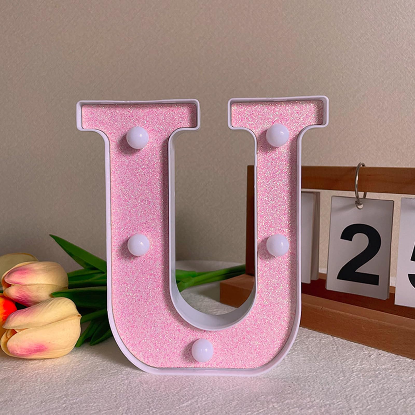 LED Light Up Letter U - 6.3inch Pink Letter Light for Birthday & Party โ image 1