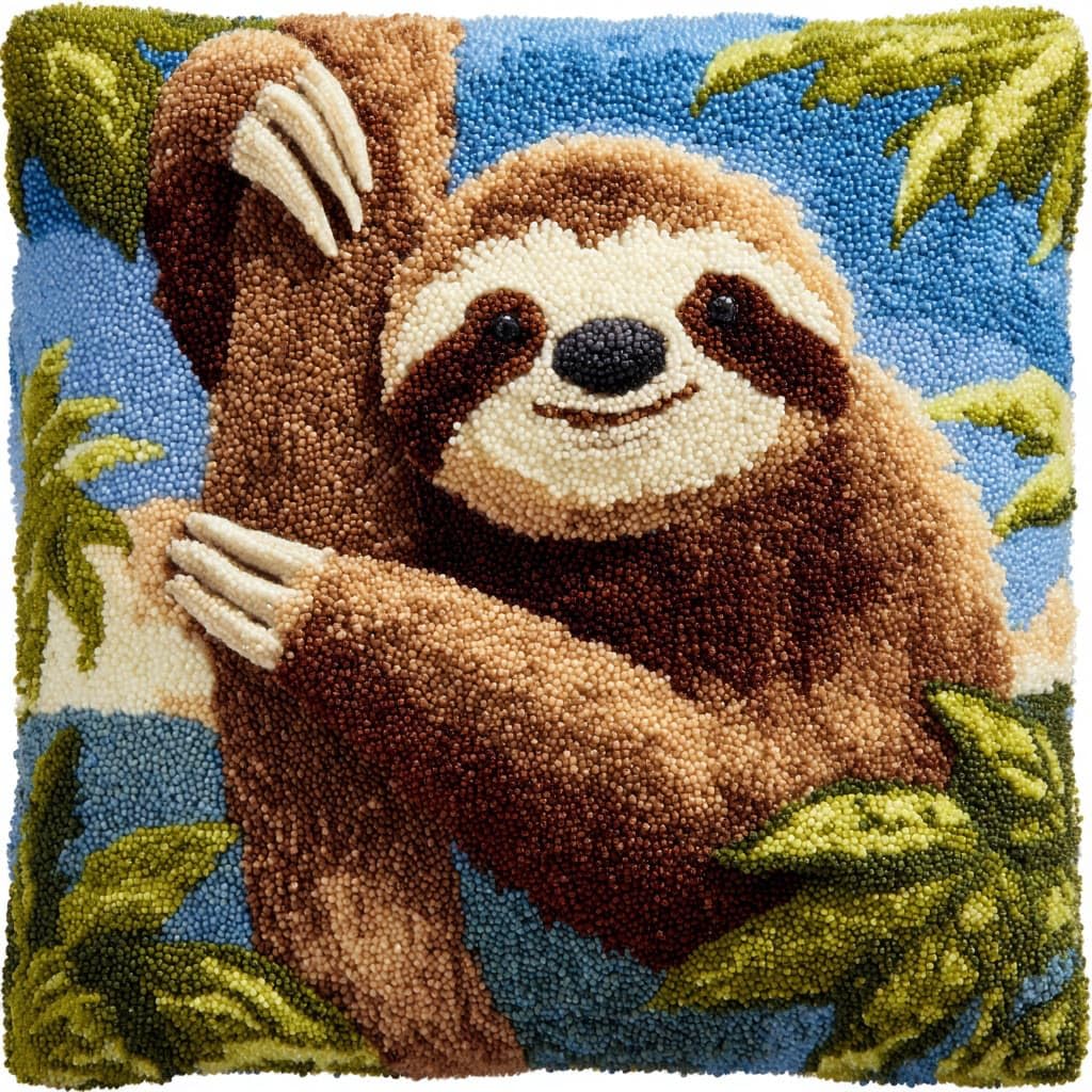 Henypt Latch Hook Pillow Kit,Latch Hook Kits, Sloth