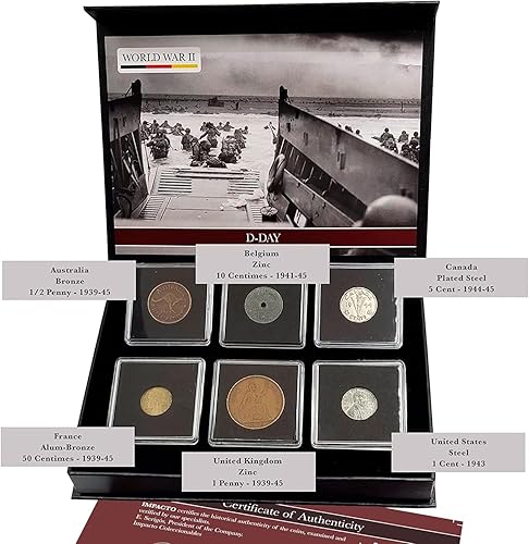 Miniatura 26 de Moneda Mundial de la Segunda Guerra Mundial - 6 monedas utilizadas durante la Segunda Guerra Mundial por Allies & Axis (1939-1945). Memorabilia