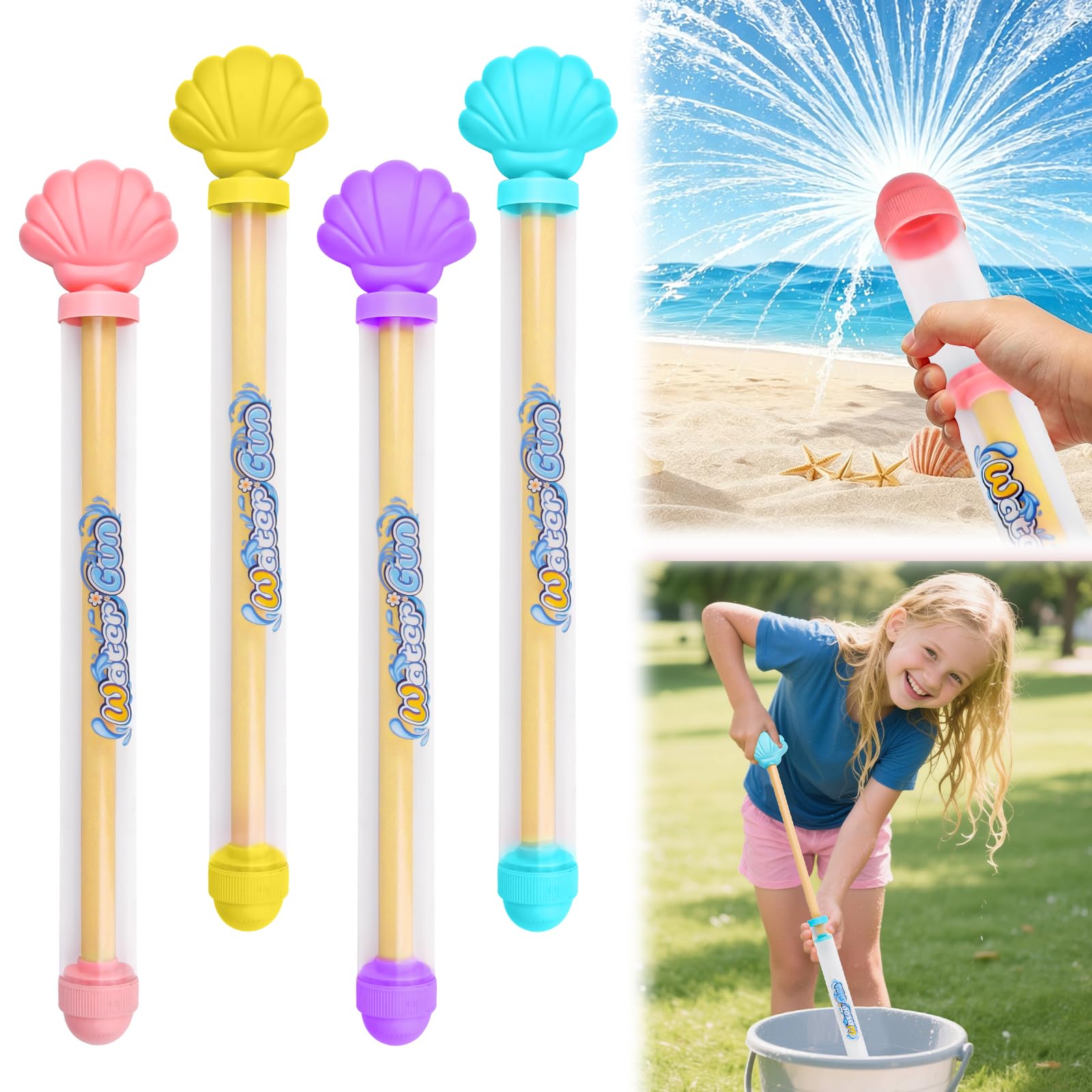 4PCS Firework Water Guns, Fireworks Water Guns Kids Adults, Romantic Firework Water Pistol, Outdoor Summer Toy for Couples Kids, Beach Pool Water Spray Toys for Bathing, Pool, Party