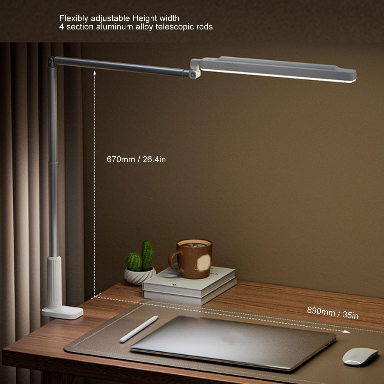 LED-Klemm-Schreibtischlampe, Designer-Armleuchte, Klemmlampe, Langer Arm, Augenschutz, Lesen, Schreiben für Studenten, Schönheit, Wimpern, Maniküre, Studium, Aushärtungslampen,