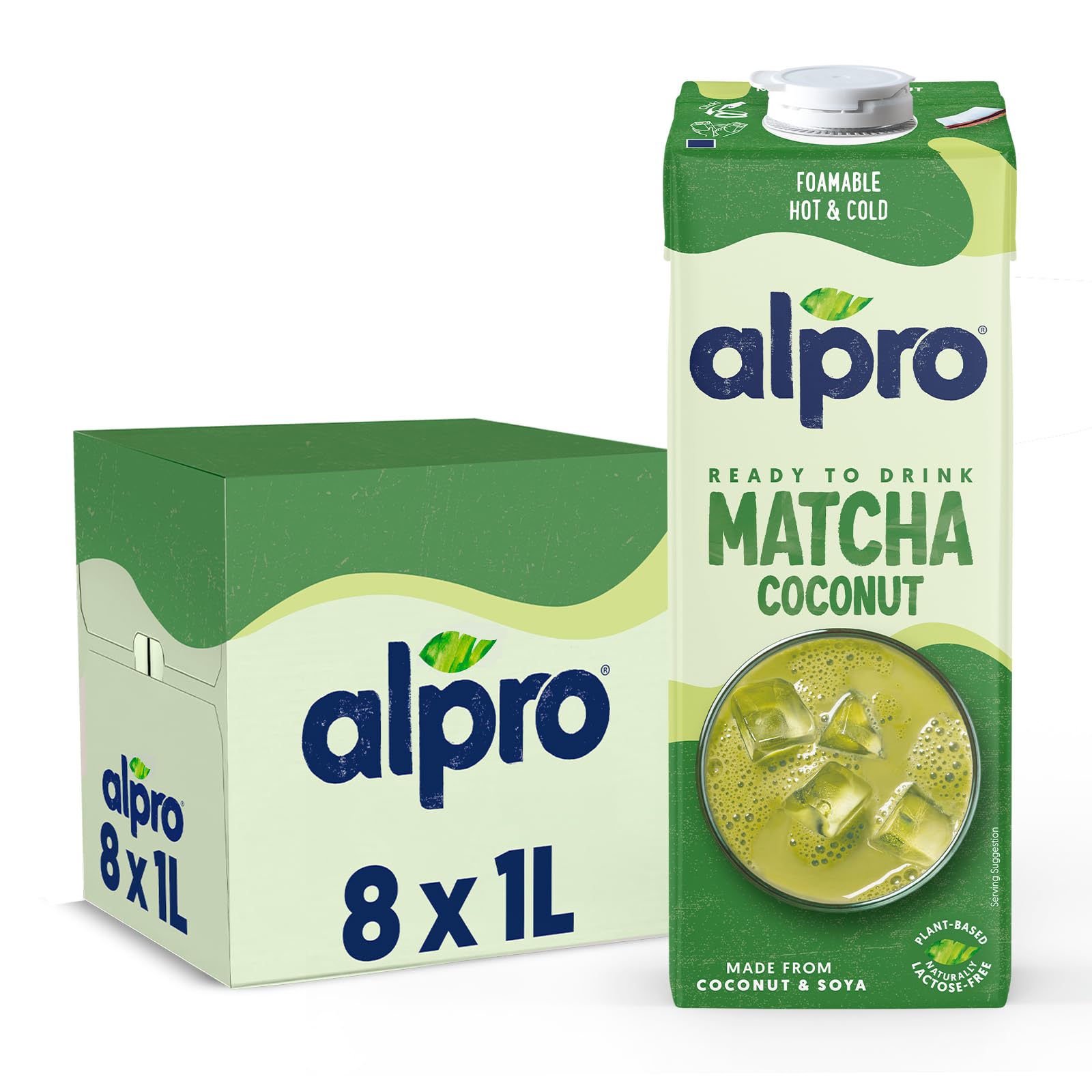 Alpro Bebida Vegetal de Matcha Coco - Pack de 8 x 1L