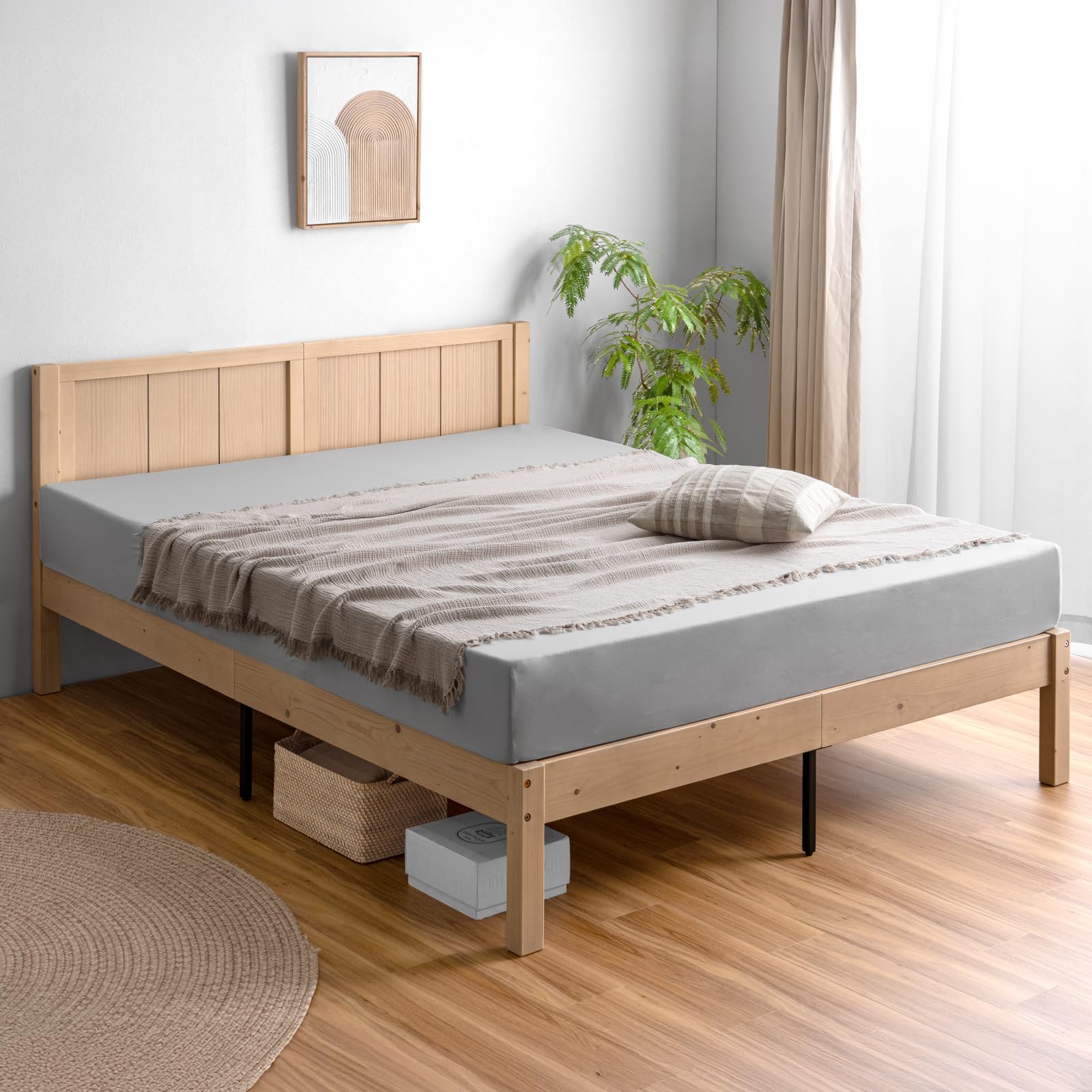 Amazon｜タンスのゲン ベッド ダブル 天然木 北欧パイン 耐荷重200kg