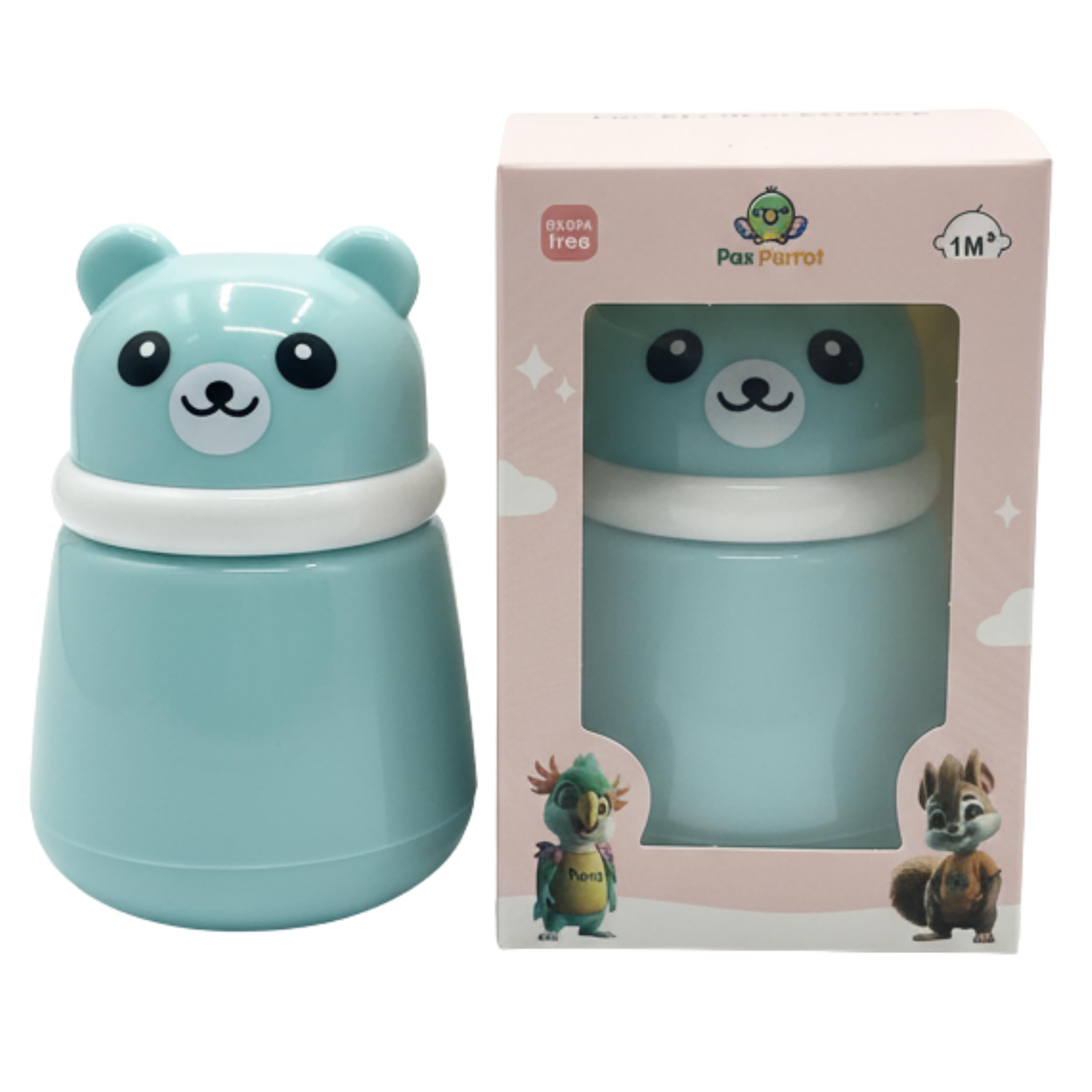 Pax Parrot Baby Powder Puff Box – Bear Design | 4 Pax Parrot Characters Stickers for Baby | Refillable Dispenser with Soft Applicator for Newborns & Infants | Compact & Travel-Friendly Container (Turquoise)-picture-22