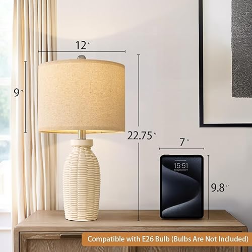 Miniatura 6 de Lámpara de mesa moderna industrial de metal de ratán negro de 13 pulgadas, base hueca, pequeña, para sala de estar, dormitorio, oficina, estudio