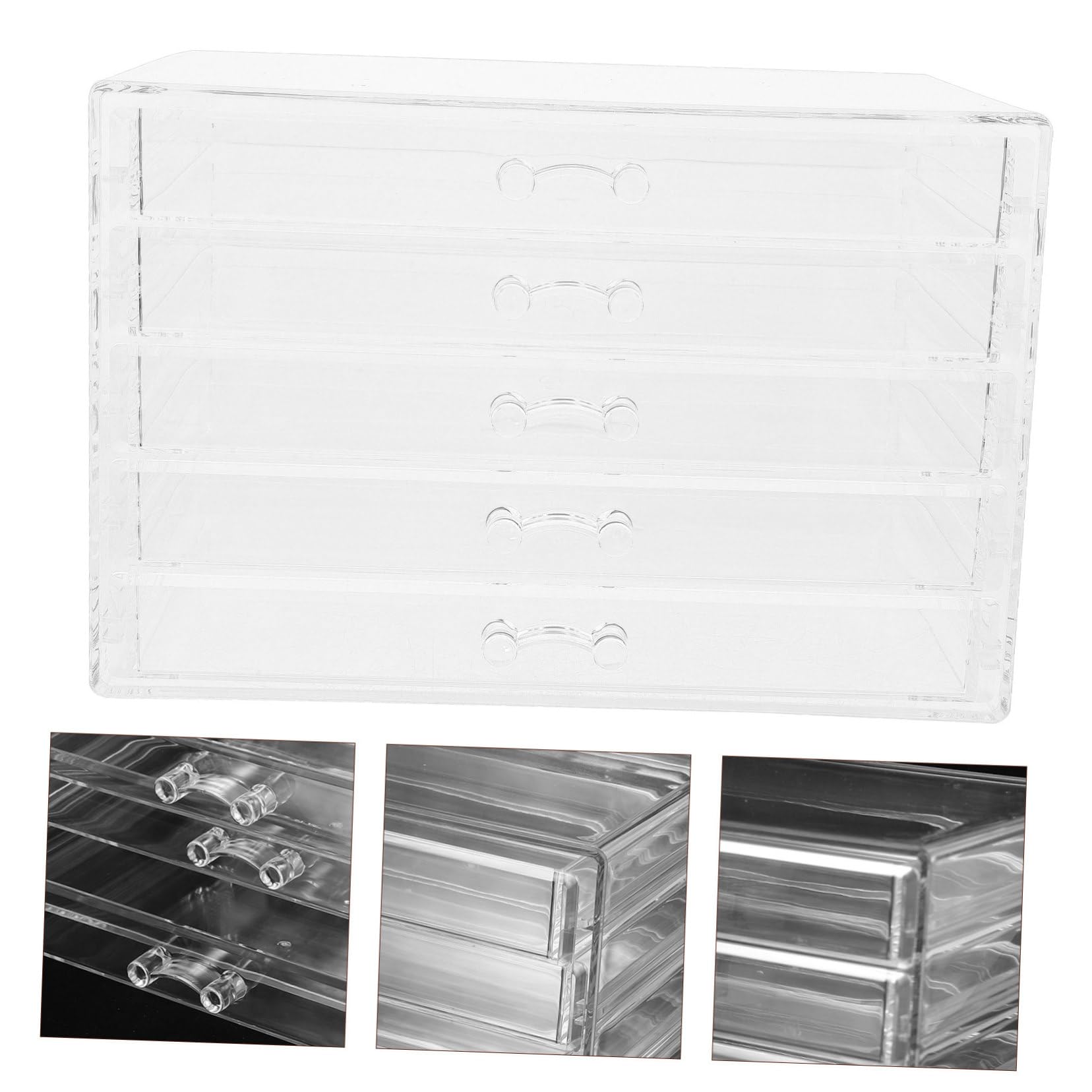 ULTECHNOVO Organizer per Trucchi e Gioielli in Acrilico con 5 Cassetti, Design Versatile e Facile da Pulire, per Piano Tavolo