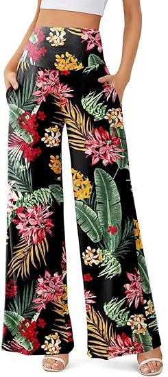 JZC Women's Palazzo Lounge Pants Casual Wide Leg Pants High Waist Flowy Toursers with Pockets