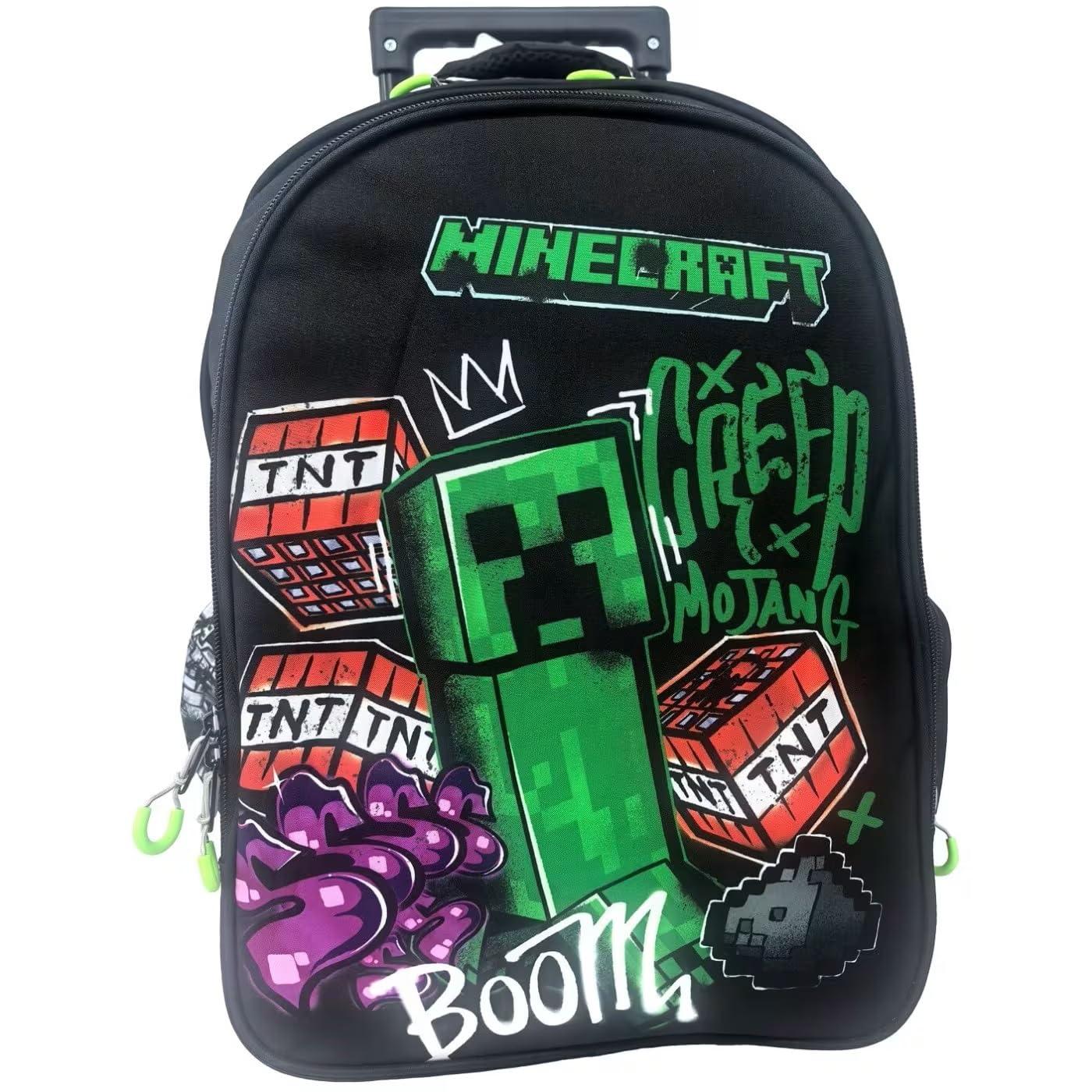 Zaino Scuola compatibile con Minecraft Tondo 3 Scomparti zip per bambini primaria media + astuccio ovale zip