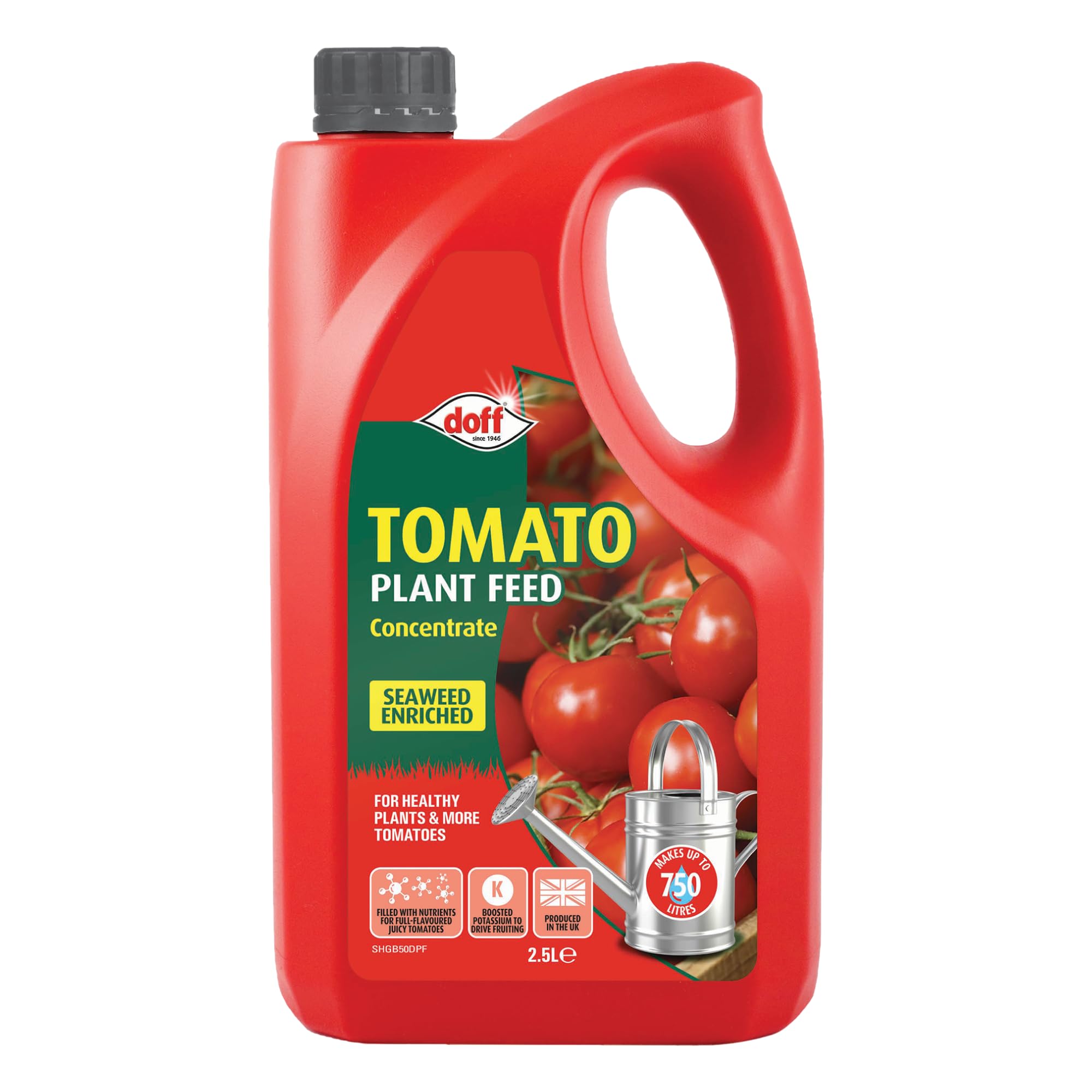 Doff Tomato Feed Concentrate – 2.5L Liquid Vegetable Plant Food for Healthy Growth of Tomatoes, Vegetables & Flowers – Seaweed Enriched – Encourages Root Development – Makes 750L Feed