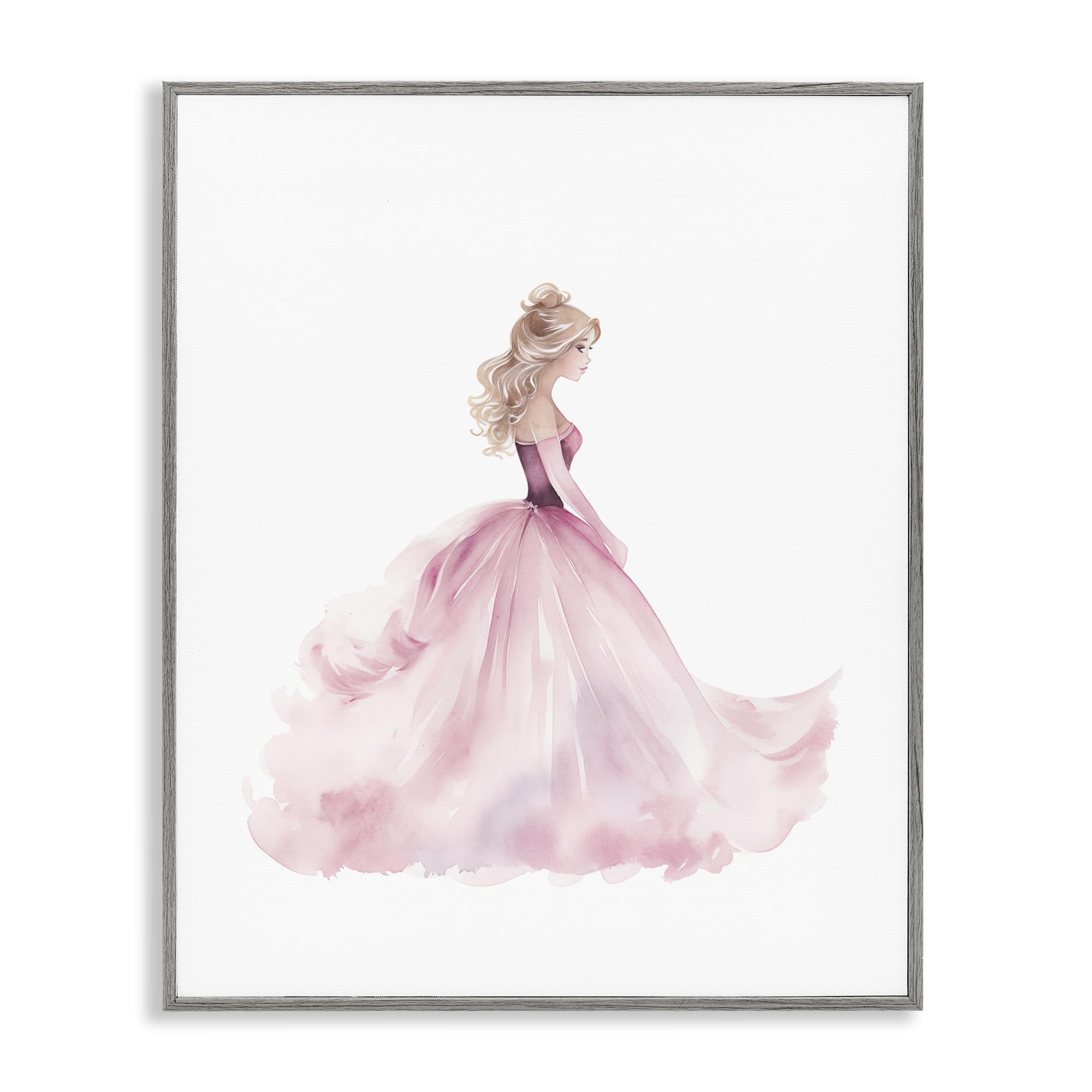 Robe de bal encadrée grise tableau décoration murale salon et chambre 50x40cm