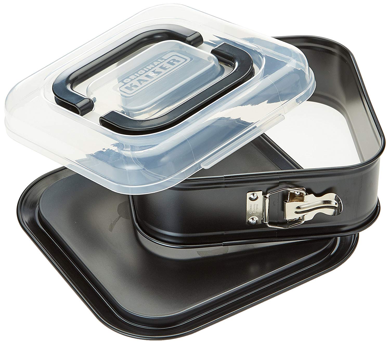 Relaxdays Springform Eckig 24x24cm - Mit Auslaufschutz & Antihaft | Backform Bis 260°C | Anthrazit