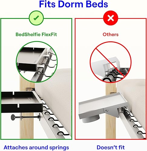 Miniatura 11 de BedShelfie Estante de noche para dormitorio, litera y litera superior, artículos esenciales para dormitorio universitario, bandeja de escritorio