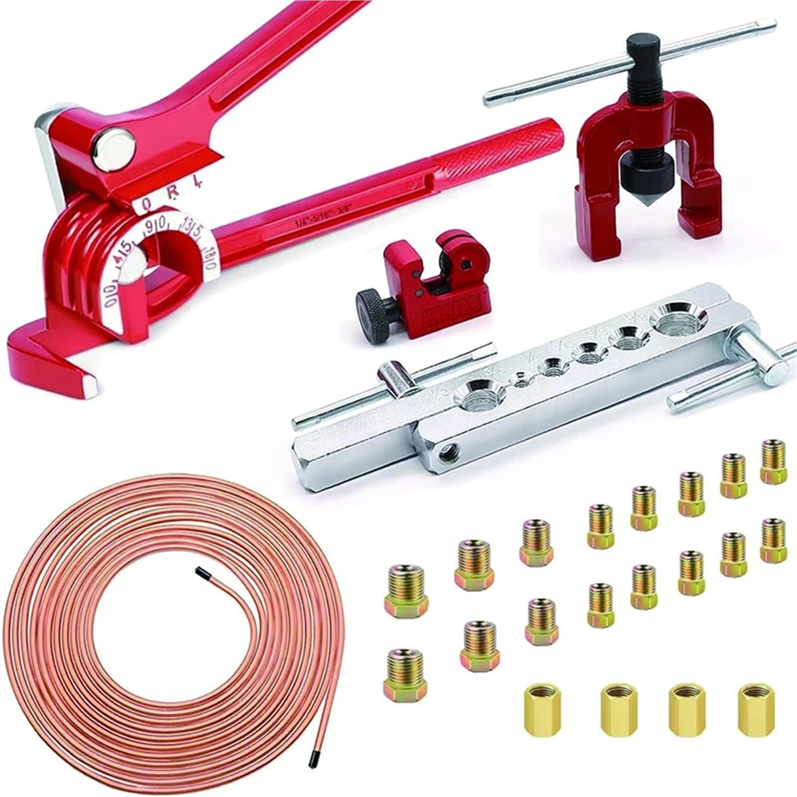 Puayqbvy One Color Brake Pipe Repair Kits Car Brake Line Fittings Roll Coil 3/16" Od Copper Nickel Brake Line Tubing Kit Brake Lines Kit