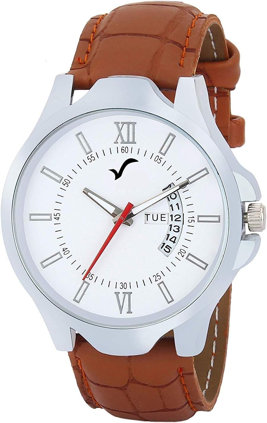 Analogue Men's Watch (White Dial Brown Colored Strap)