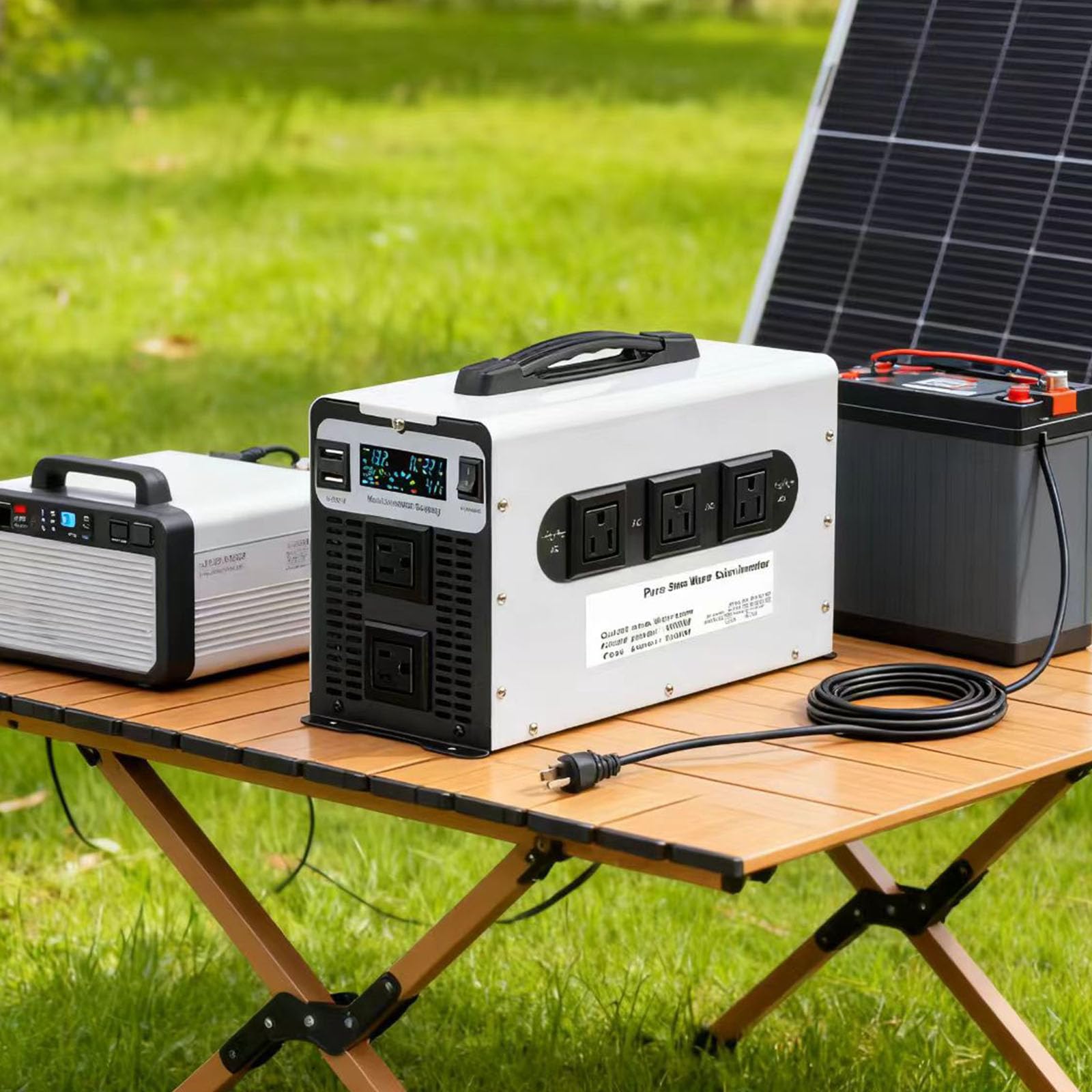 48V to 230V 50HZ,Przetwornica mocy samochodowa, 3000W czysta sinusoidalna przetwornica z wyświetlaczem LCD, 5 gniazdek AC, DC 12V 24V 48V 60V 72V na AC 110V 230V