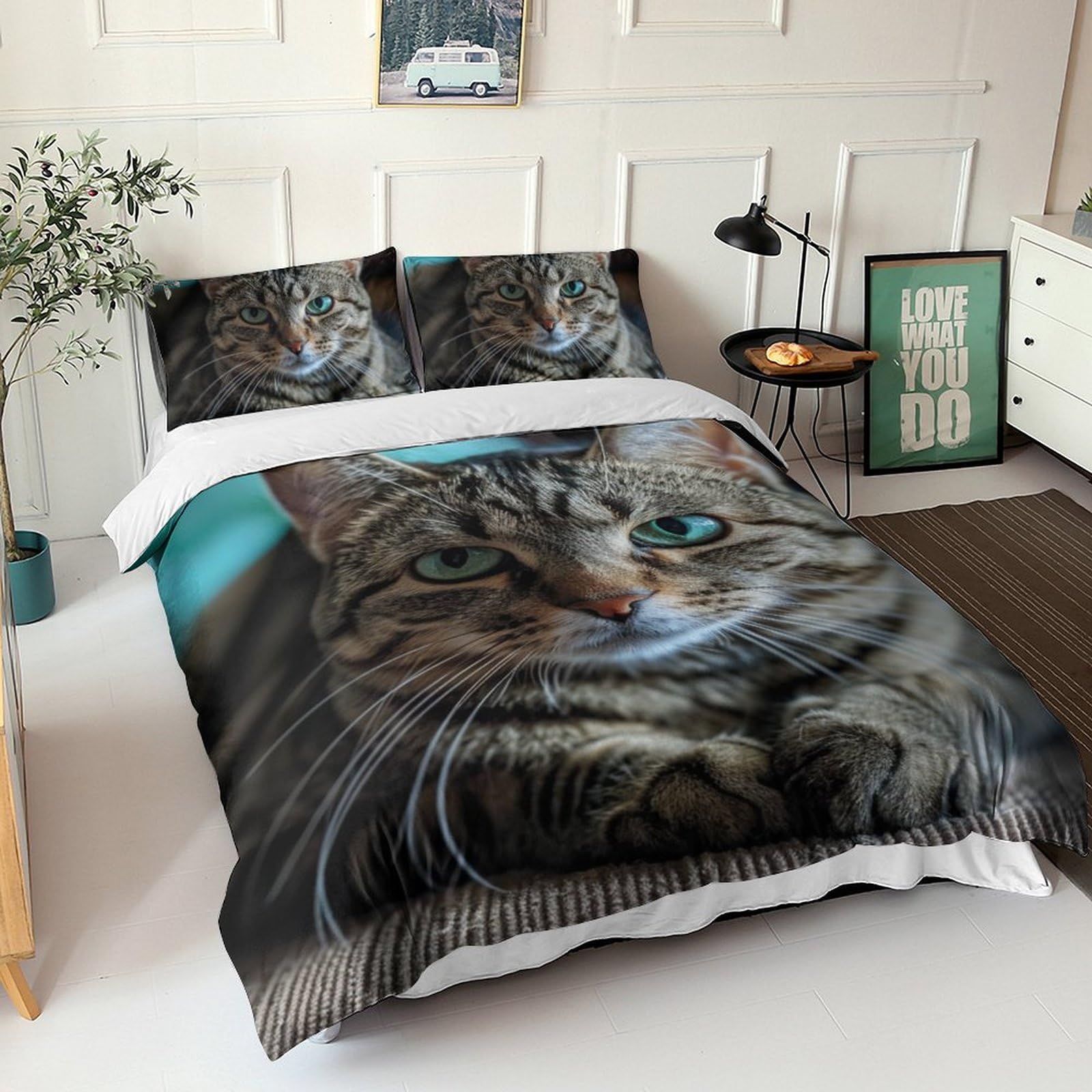 Housse de couette chat faune sauvage pour décorer une chambre d'ado ou d'enfant