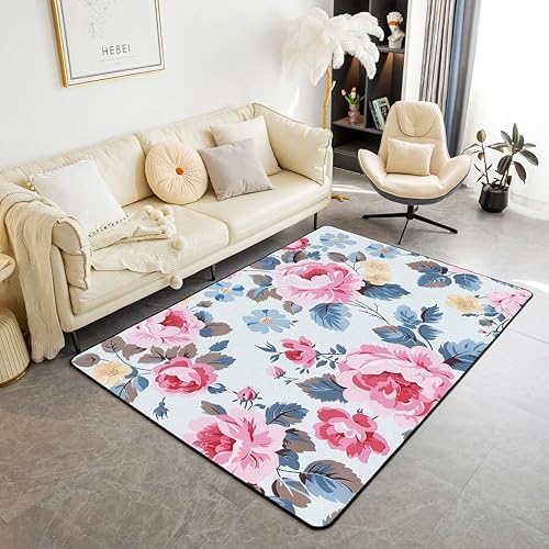 Miniatura 14 de Feelyou Alfombras de sala de estar, alfombra de 5 x 7 pulgadas, retro, floral, bohemio, alfombra decorativa para interiores, diseño floral Tierra