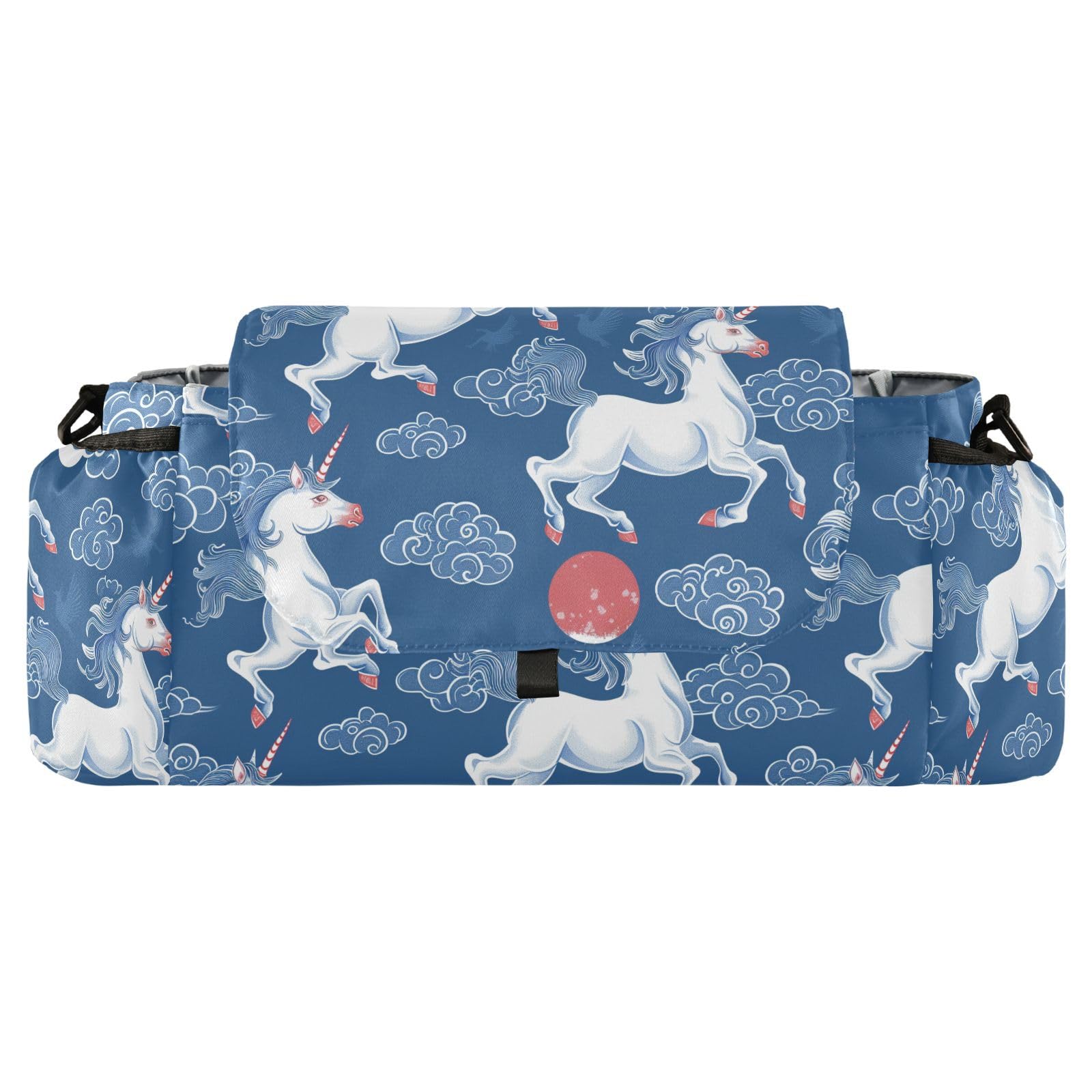 Cute unicorns Blue stroller diaper organizer stroller drink caddy mobile phone gancho para carriola accesorios para coche de